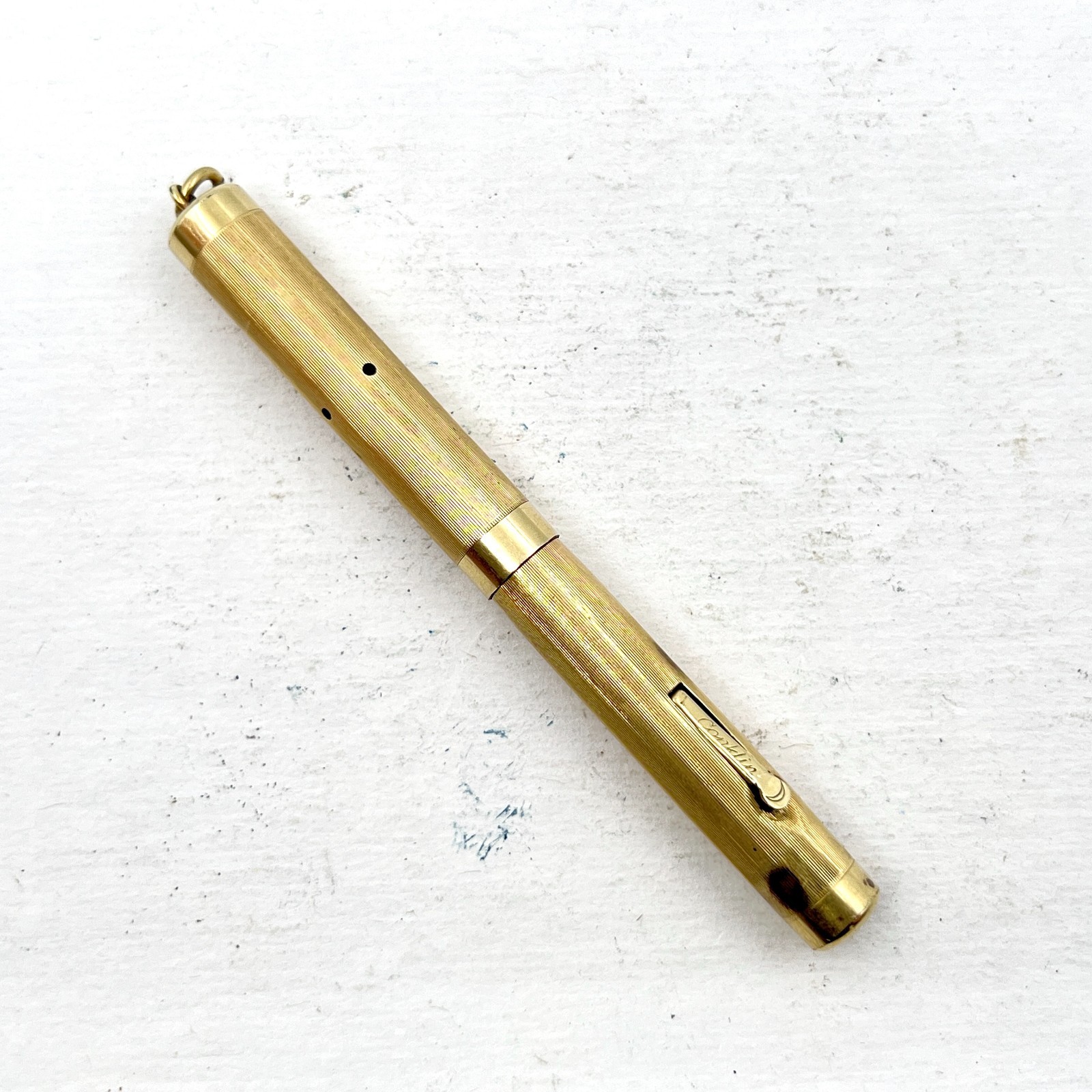 Antique Conklin Rolled Gold Ring Top Striped Lever Fountain Pen (No Nib) AS IS