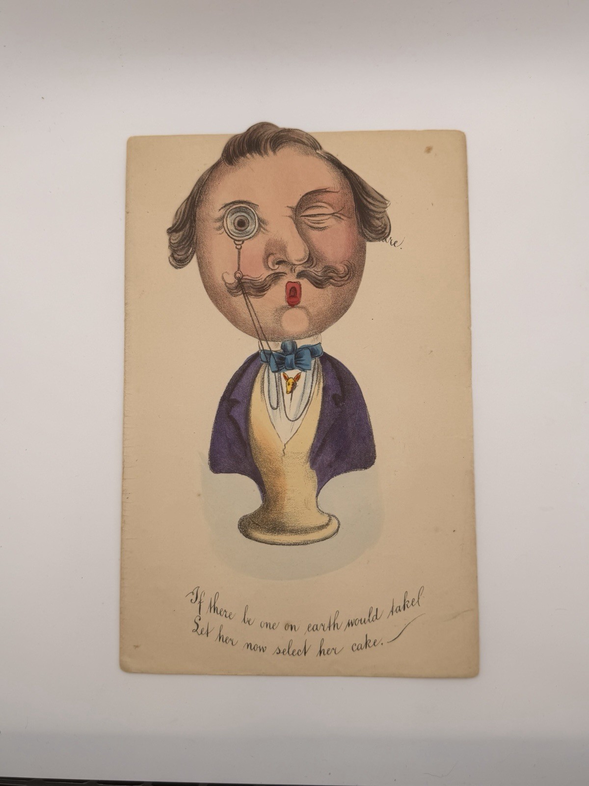 RARE 1800\'s MECHANCAL Hand-Colored MOCK Vinegar Valentine