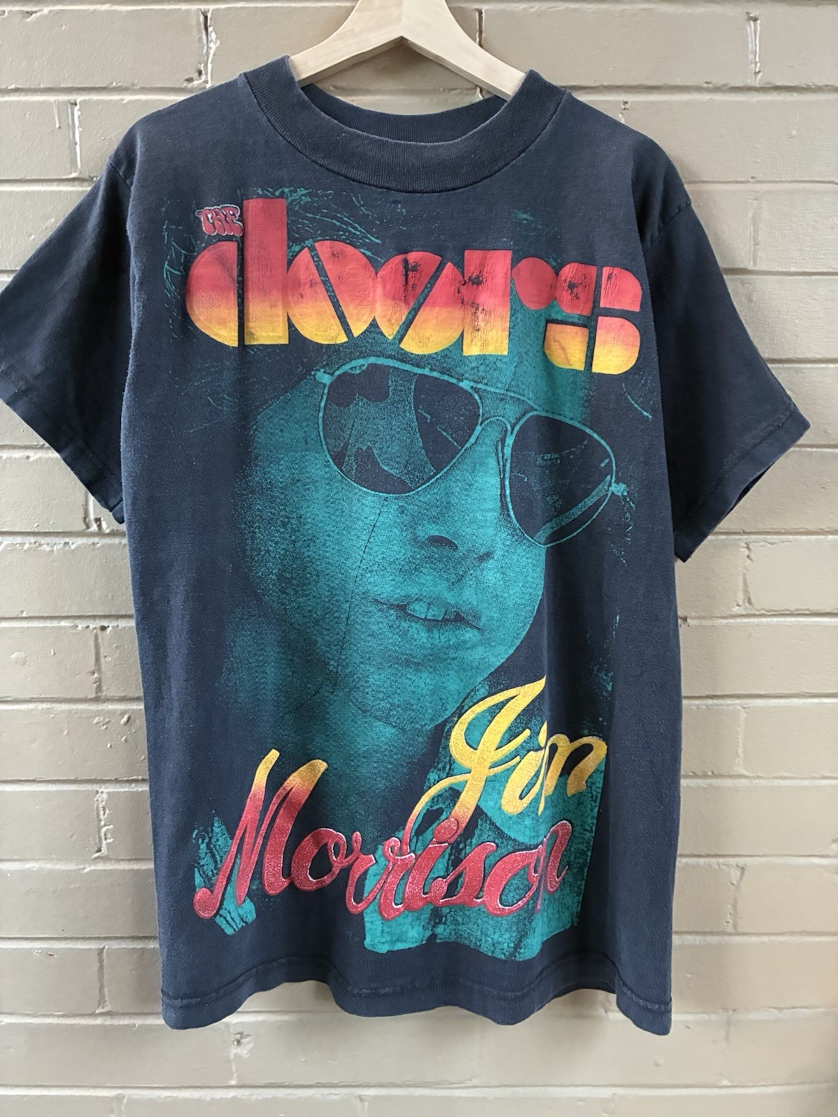 Vintage 90s RARE FADED The Doors Band Tee AOP Mexican Bootleg Mosquito Head AOP
