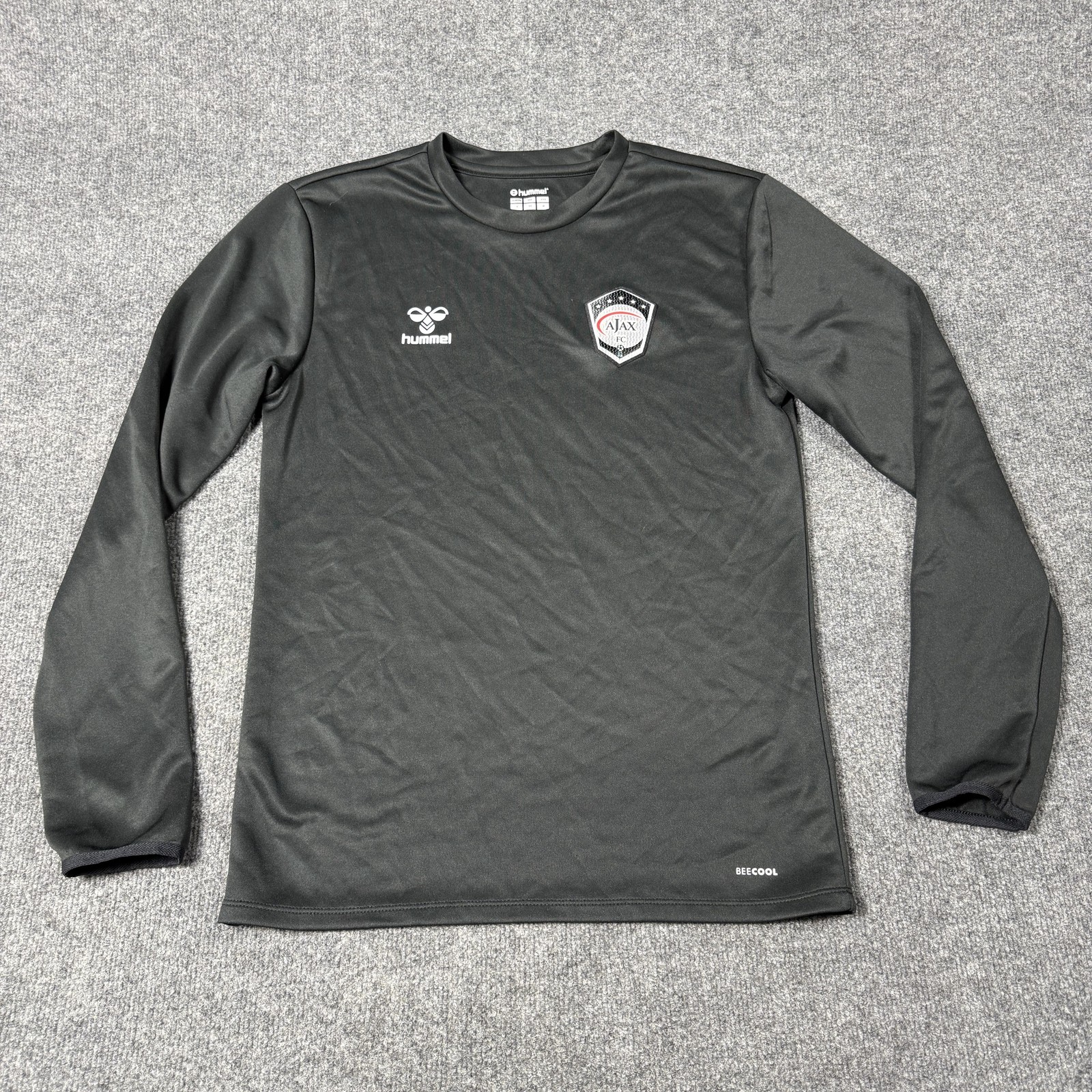 Ajax FC Shirt Mens XS Black Soccer Hummel BeeCool Long Sleeve 24 Training Top