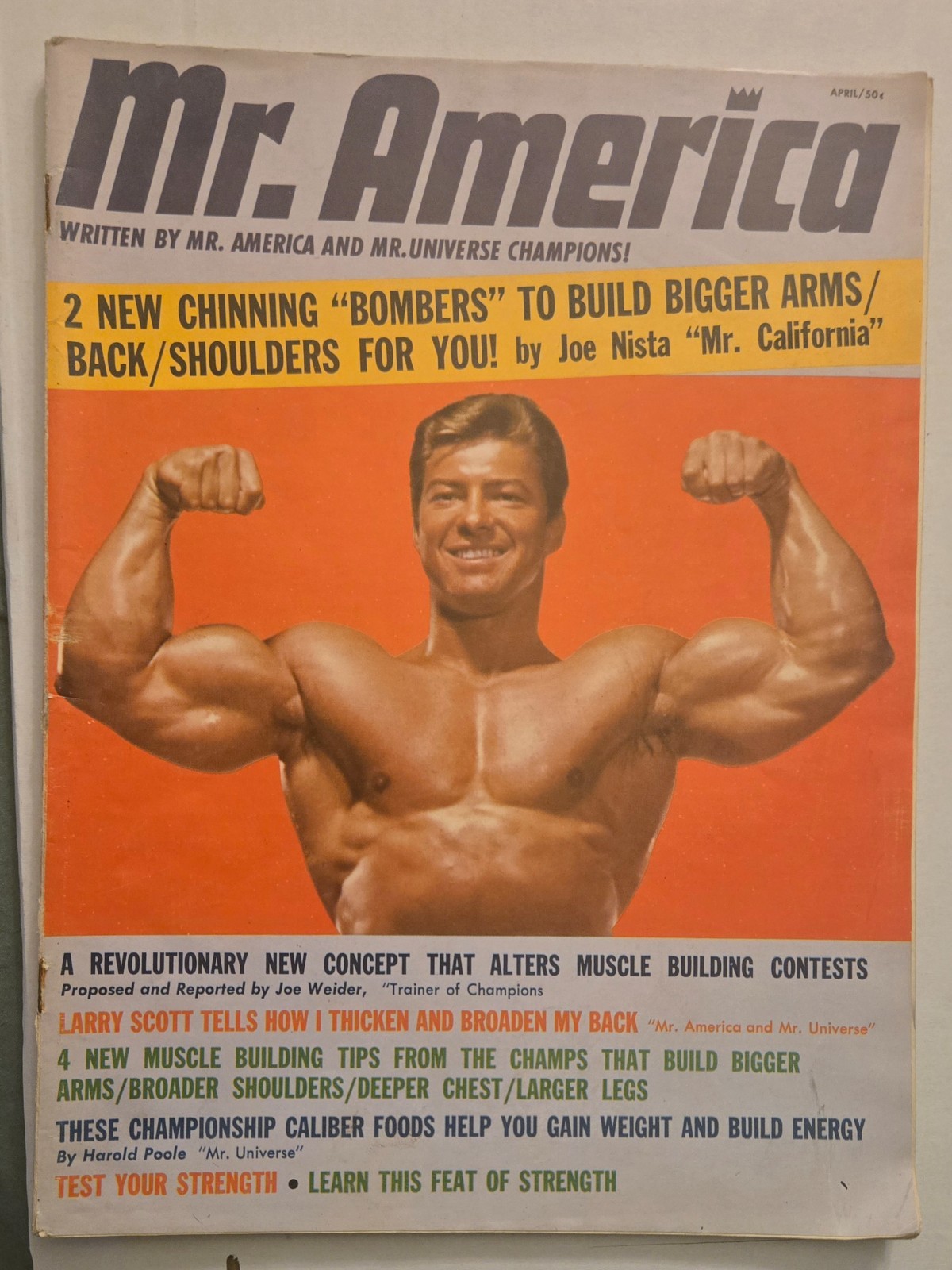 Vintage Mr. America Bodybuilding Magazine April 1965 Larry Scott Joe Weider