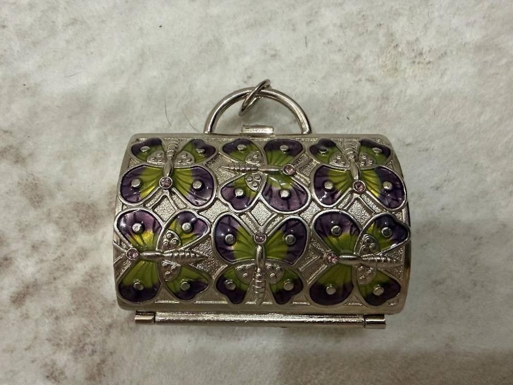 Vintage Judith Leiber for Neiman Marcus Butterfly Enamel Mini Purse Trinket Pill