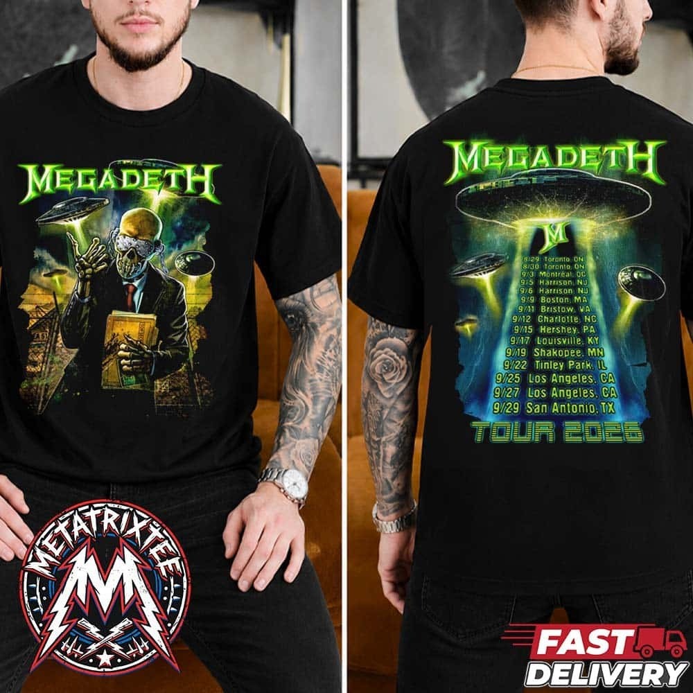 Megadeth UFOs North American Tour 2026 Tee For August 28 T-Shirt