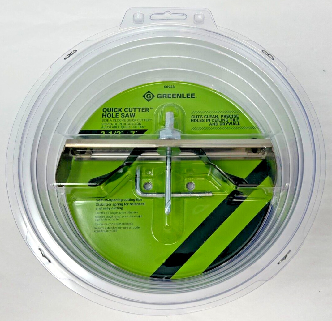 Greenlee 06923 Quick Cutter Adjustable Hole Saw 2-1/2” - 7” Hole Sizes Can Light Greenlee 06923 Quick Cutter Adjustable Hole Saw 2-1/2” - 7” Hole Sizes Can Light