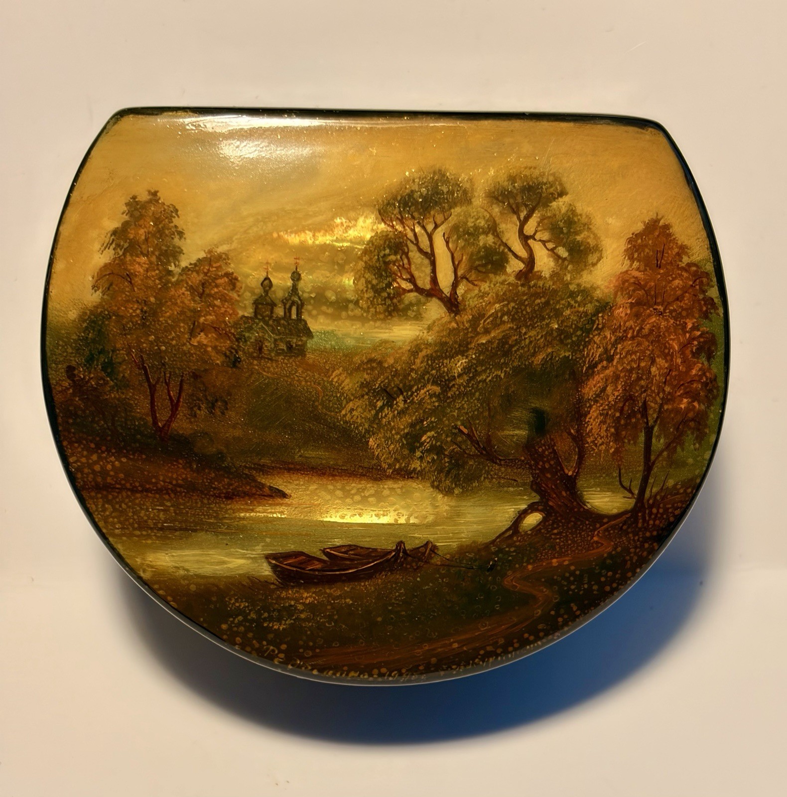 VTG Fedoskino Russian lacquer box 1998yr LANDSCAPE