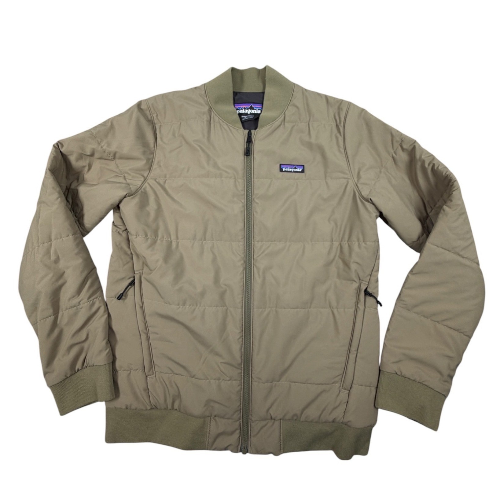 Patagonia Mens Jacket Zemer Bomber Insulated Full Zip Puffer Tan Green STY27870 Patagonia Mens Jacket Zemer Bomber Insulated Full Zip Puffer Tan Green STY27870
