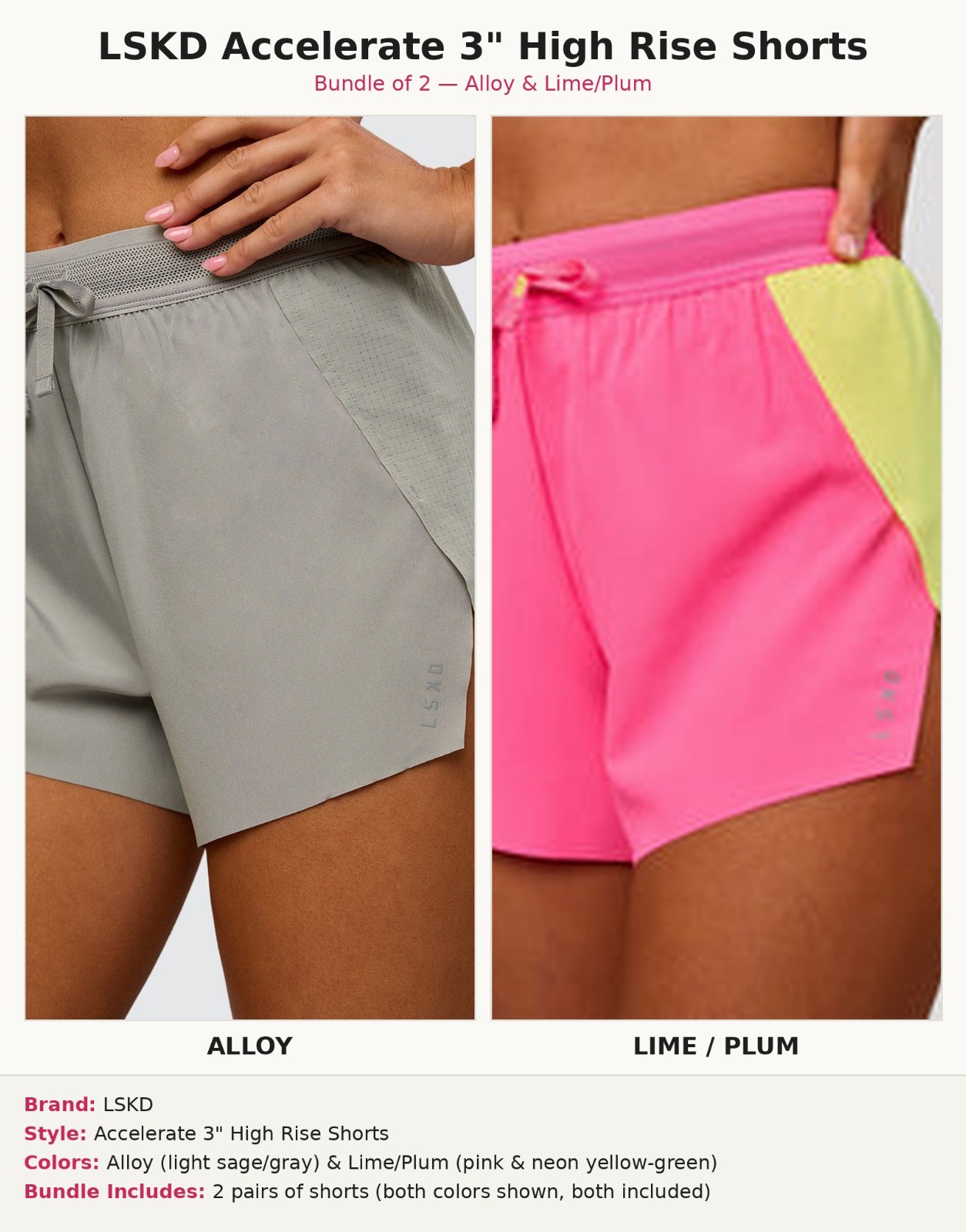 BUNDLE 2x LSKD NEW Grey Pink Yello Womens Accelerate 3\