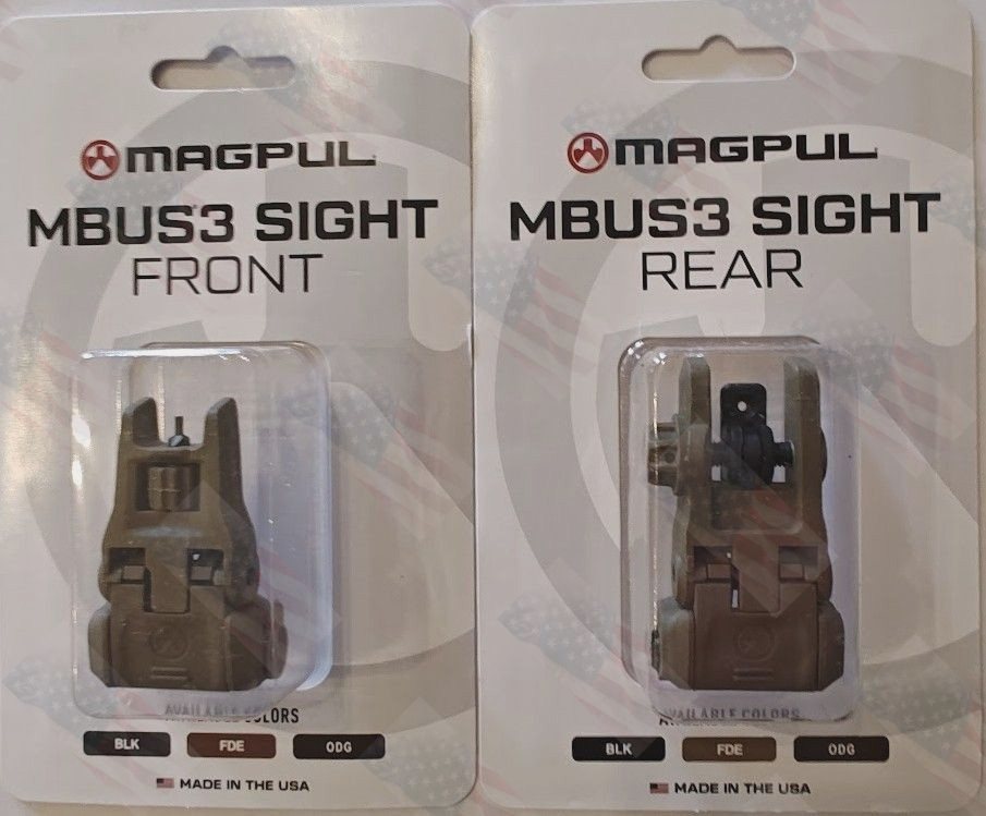 MBUS3 FDE Sight Set Gen3 - FDE Front & Rear in Retail Packaging MBUS3 FDE Sight Set Gen3 - FDE Front & Rear in Retail Packaging