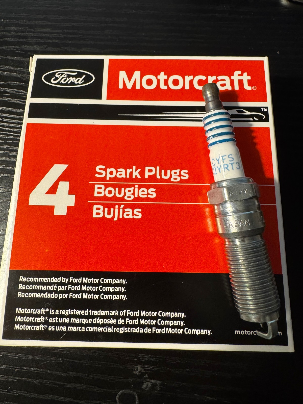Set of 4 OEM Motorcraft SP594 Ford CYFS12YRT3 Spark Plugs Replaces SP542 SP578