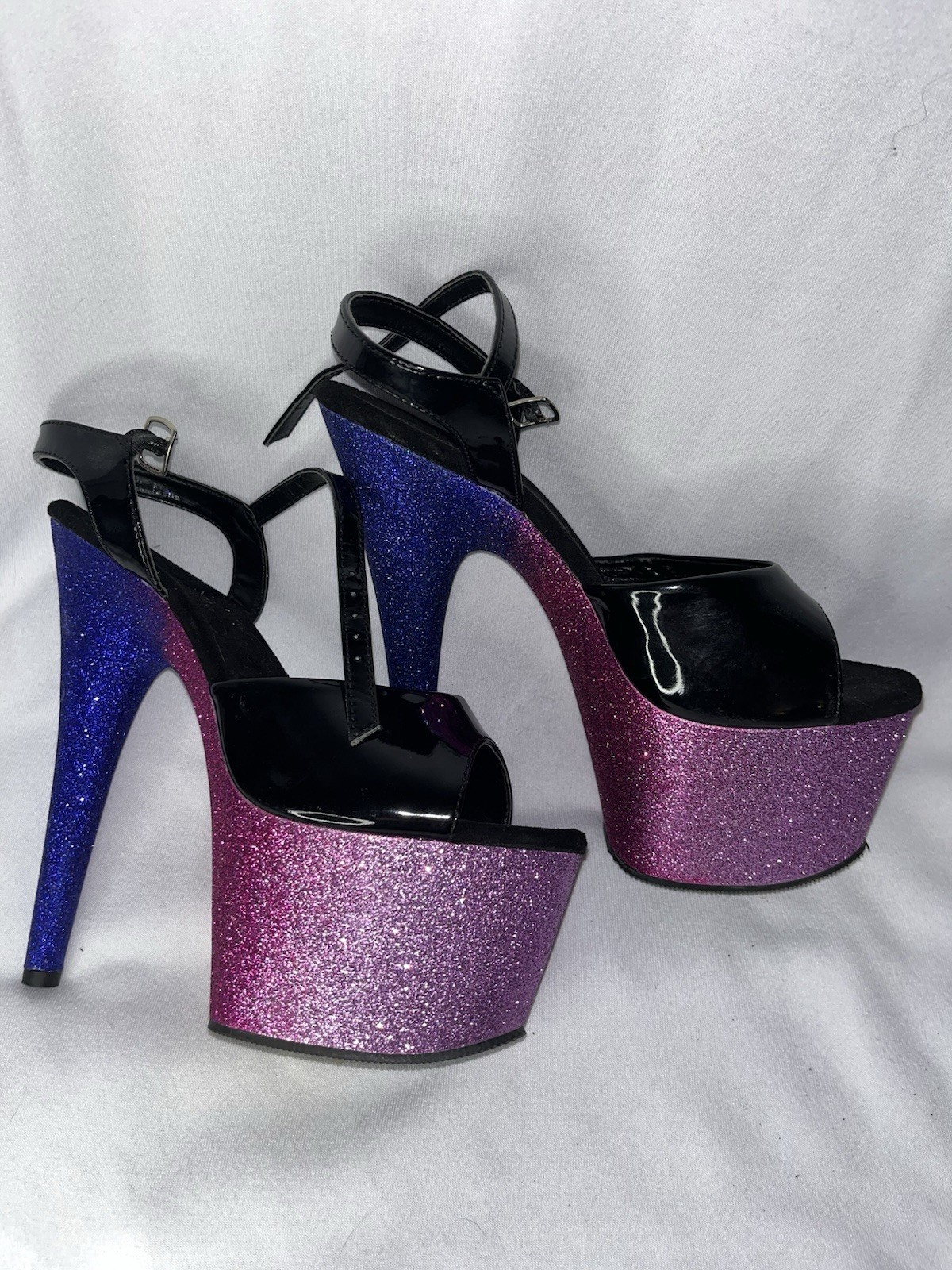 NEW Pleaser Platform Stripper Exotic Dance Heel Glitter PinkPurpleBlue Size 7