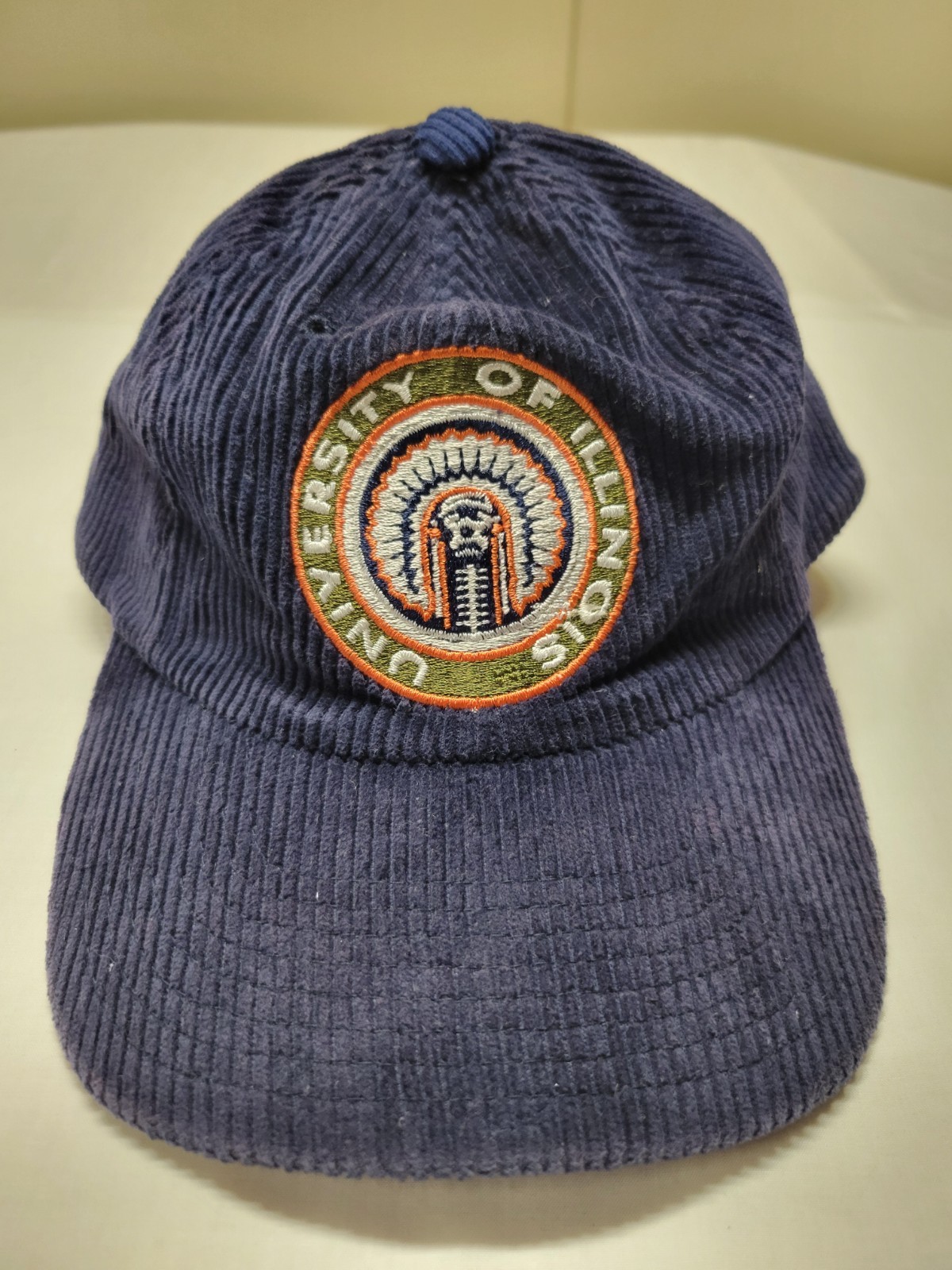 Vintage Fighting Illini Chief Corduroy Illinois Blue Strapback Hat Cap 80s 90s Vintage Fighting Illini Chief Corduroy Illinois Blue Strapback Hat Cap 80s 90s