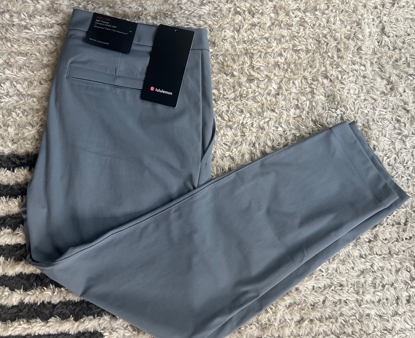 lululemon ABC Slim-Fit Trouser 30L Warpstreme Men’s 34 Gray NWT $138