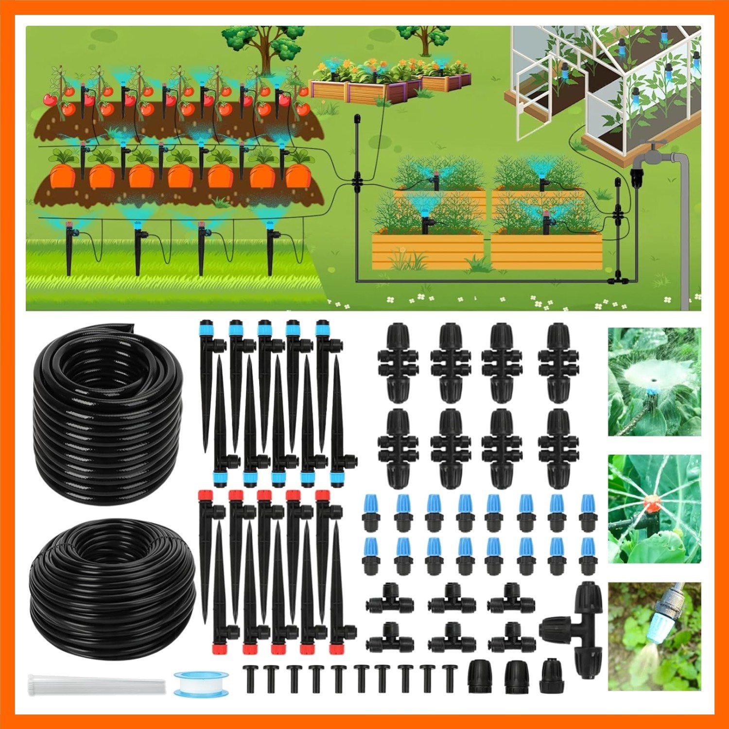 250FT Drip Irrigation Kit – 2026 New Quick-Connect Micro Irrigation System wi...