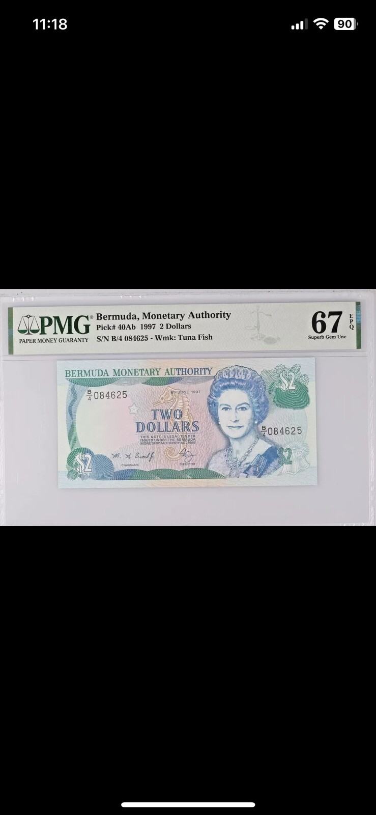 1997 Bermuda Pick# 40Ab 2 Dollars Tuna Fish PMG 67 EPQ 1997 Bermuda Pick# 40Ab 2 Dollars Tuna Fish PMG 67 EPQ