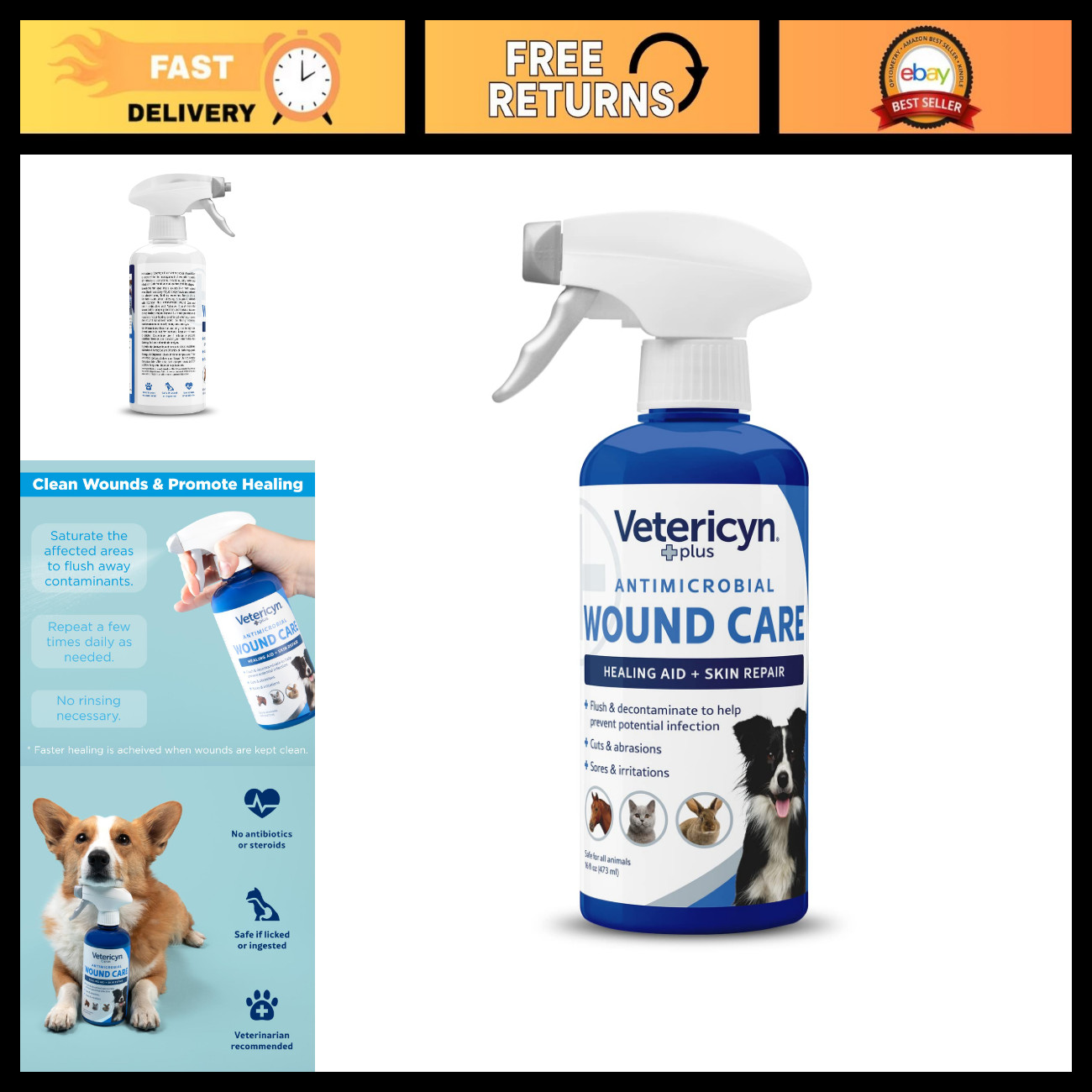 Dog Wound Care Spray - Healing Aid, Skin Repair, Clean Wounds, Allergy Relief, 1 Dog Wound Care Spray - Healing Aid, Skin Repair, Clean Wounds, Allergy Relief, 1