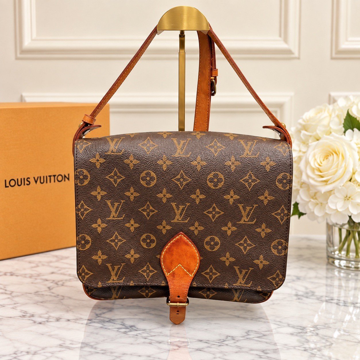 Authentic Louis Vuitton Cartouchiere GM Monogram Vintage Crossbody Bag SL0930