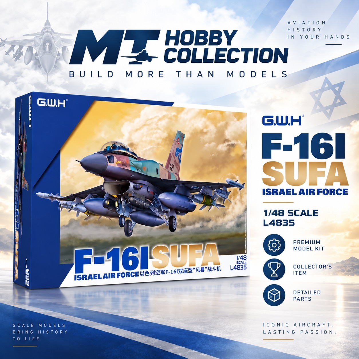 *US/CA Stock* Great Wall Hobby GWH L4835 1/48 F-16I Sufa Israeli Air Force