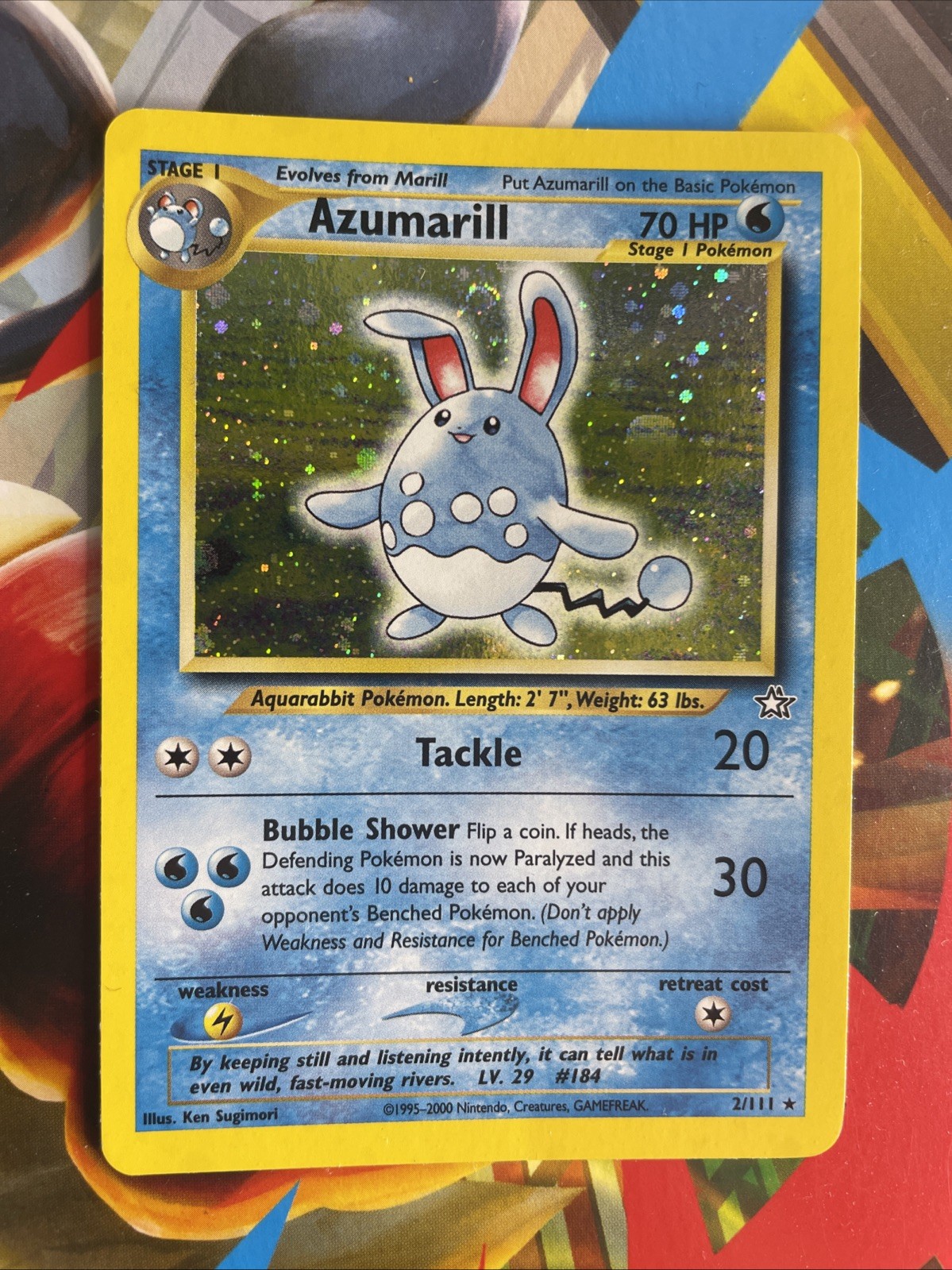 Neo Genesis 2/111 Azumarill Unlimited Holo Rare LP * SWIRL * Neo Genesis 2/111 Azumarill Unlimited Holo Rare LP * SWIRL *