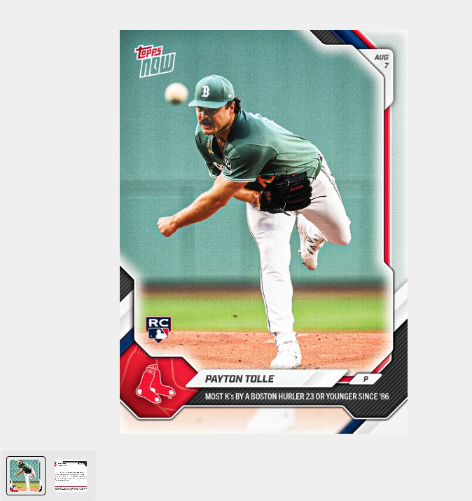 PAYTON TOLLE rc BOSTON RED SOX topps now card #530 PAYTON TOLLE rc BOSTON RED SOX topps now card #530