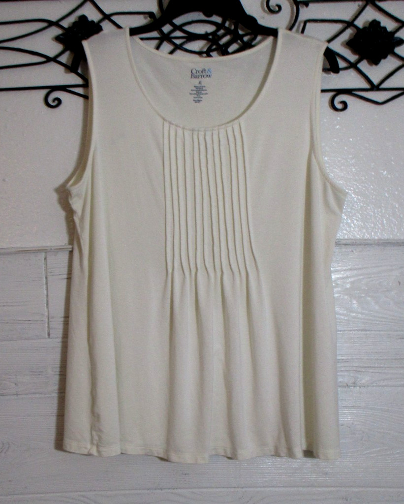 Croft & Barrow Knit Top Women\'s Size XL Sleeveless Ivory Round Neck