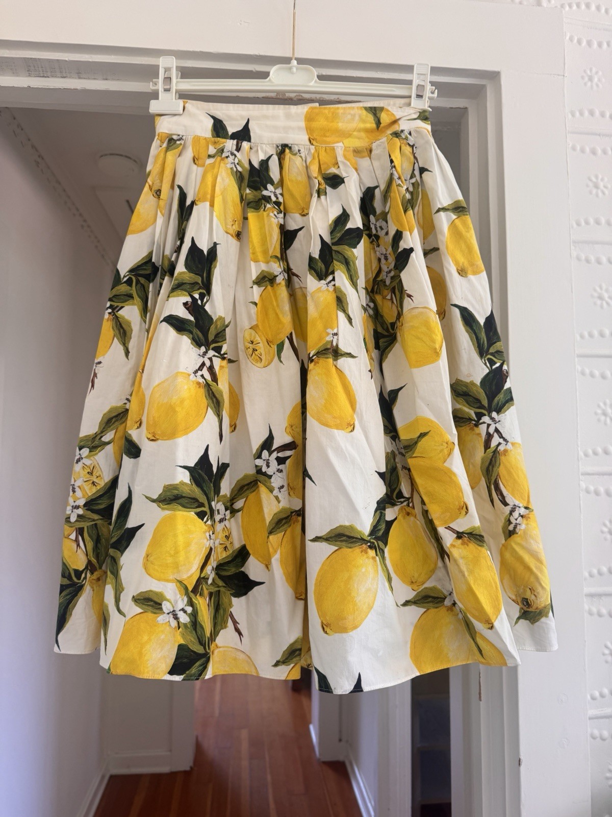DOLCE & GABBANA Lemon Print Cotton Full Pleated Midi Skirt IT 42 Italy D&G DOLCE & GABBANA Lemon Print Cotton Full Pleated Midi Skirt IT 42 Italy D&G