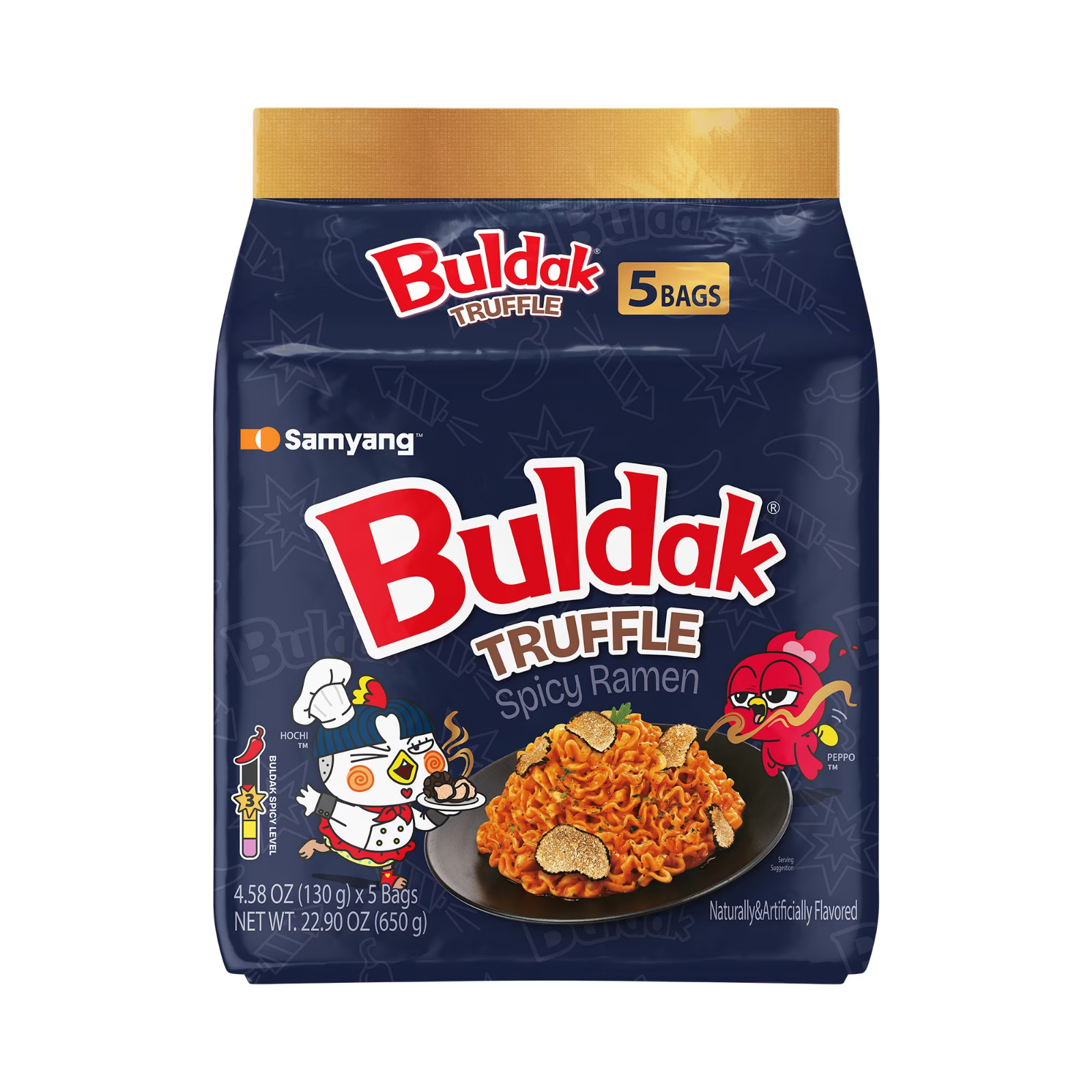 Samyang Buldak Truffle Spicy Instant Ramen Noodles, 5 Pack, 4.58 oz Bags. Samyang Buldak Truffle Spicy Instant Ramen Noodles, 5 Pack, 4.58 oz Bags.