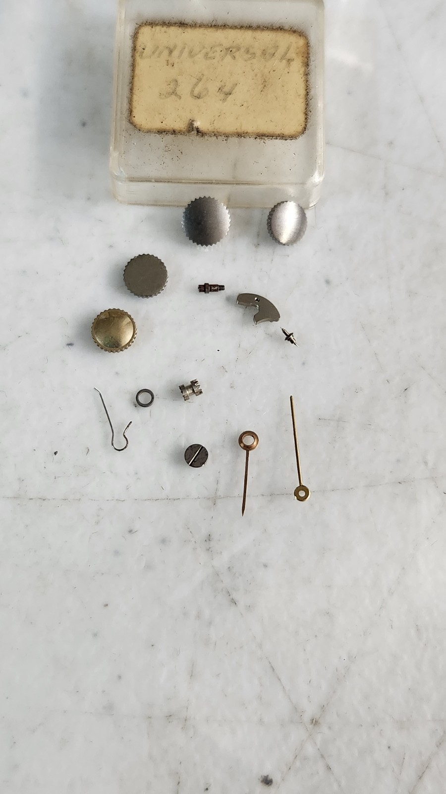 Vintage Universal Caliber 264 Watch Parts Lot Crowns Hands Repair