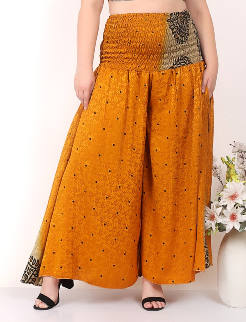 Women\'s Plus Size Silk Palazzo Pants Wide Leg High Elastic Waist 10pcs Mix Lot