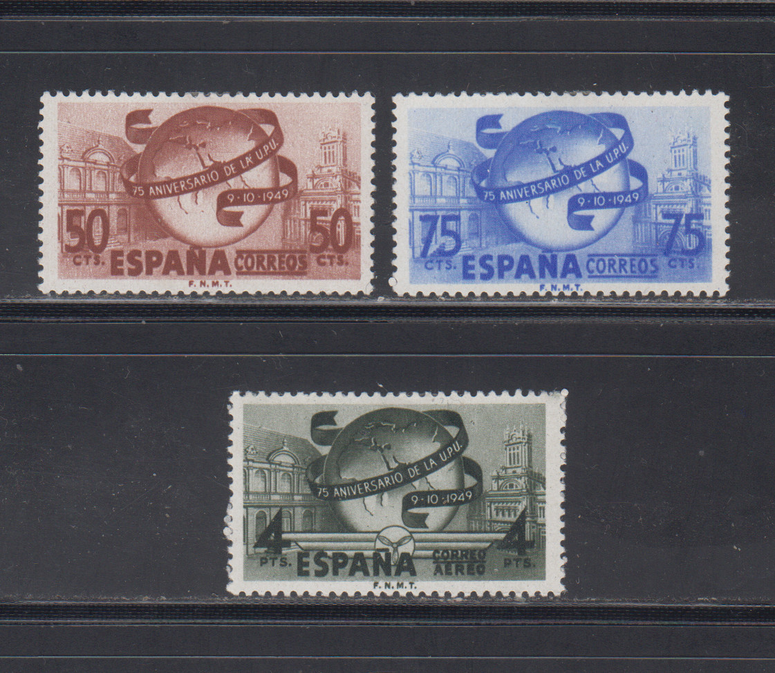 SPAIN ESPAÑA 1949 COMPLETE SET NUEVO MINT MNH EDIFIL 1063-65 SCOTT 769-770,C126 SPAIN ESPAÑA 1949 COMPLETE SET NUEVO MINT MNH EDIFIL 1063-65 SCOTT 769-770,C126