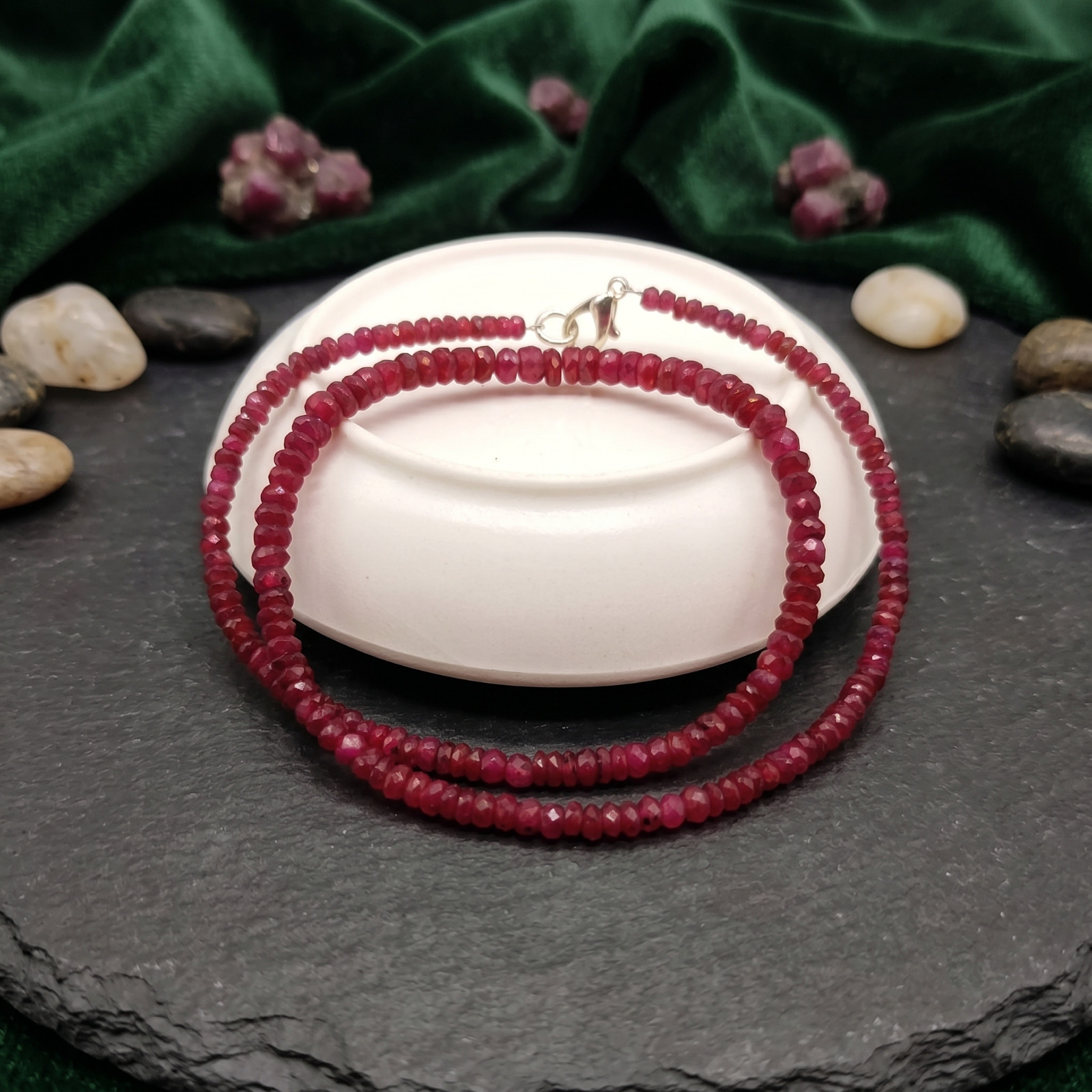 Natural Red Ruby Faceted Rondelle 3-5MM Gemstone Beaded Necklace For Women 18\