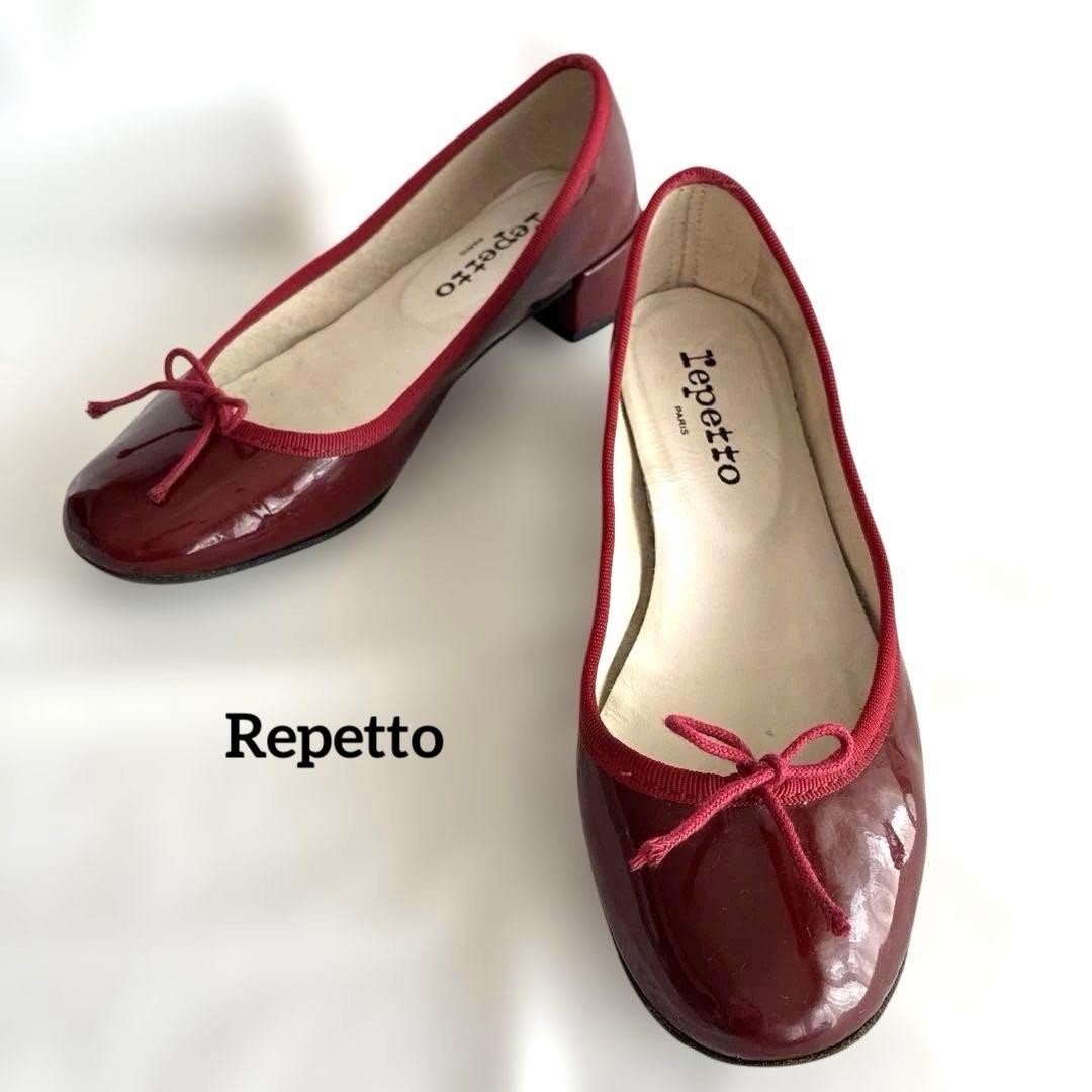 Repetto Camille Bordeaux Patent Leather Ballet Pumps Bow Heel US 6.5 EU 37 Women
