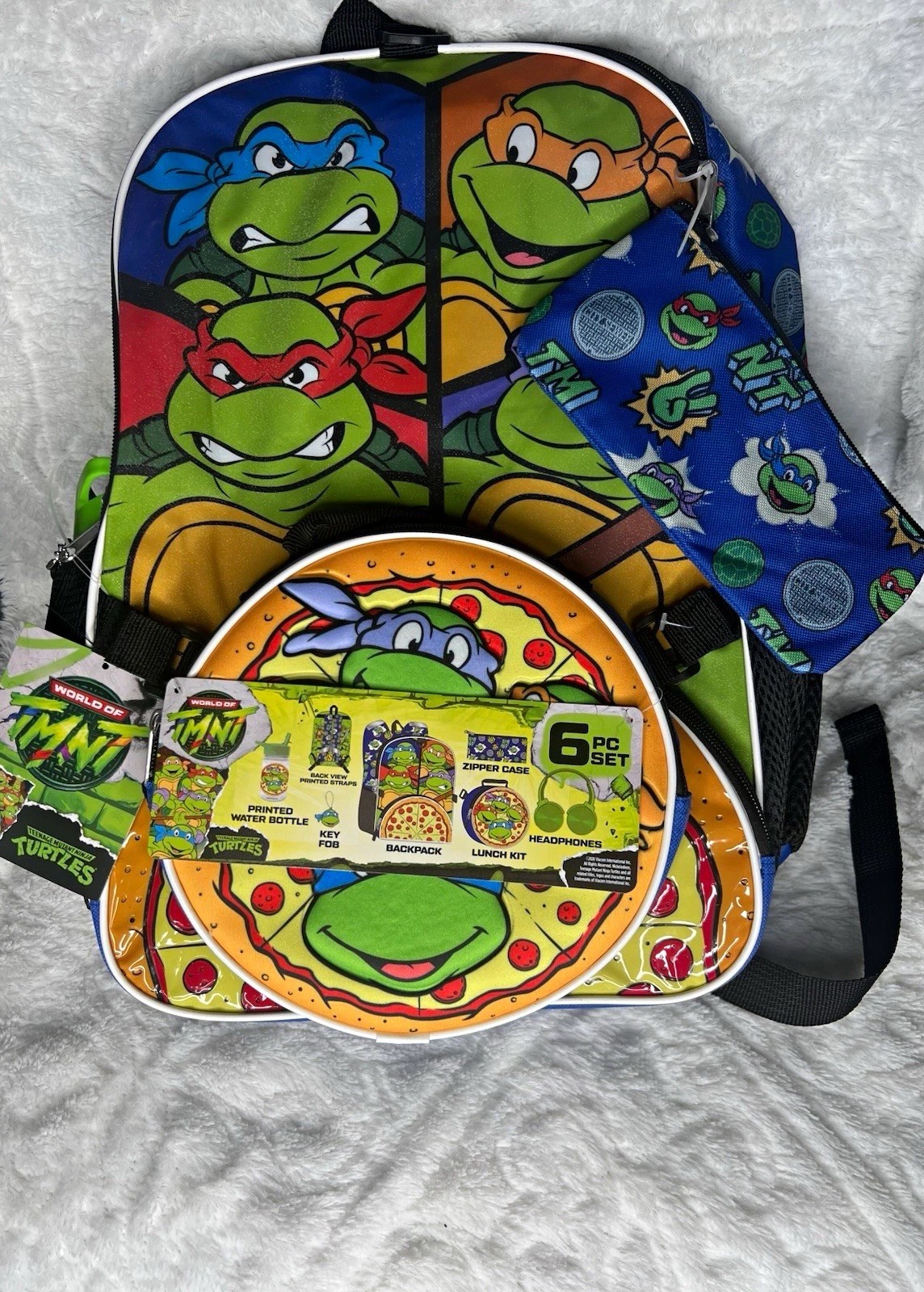 Teenage Mutant Ninja Turtles 6 Pc Backpack Set Lunch Bag Headphones