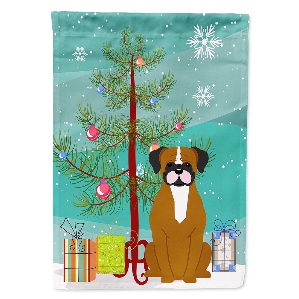 Caroline\'s Treasures BB4241CHF Merry Christmas Tree Flashy Fawn Boxer House Caroline\'s Treasures BB4241CHF Merry Christmas Tree Flashy Fawn Boxer House