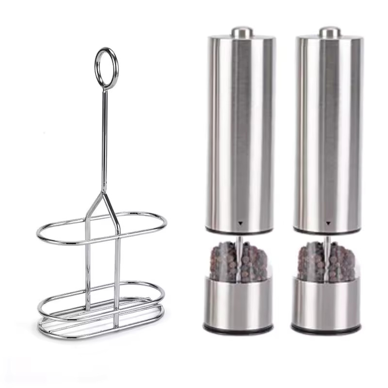 Electric Salt & Pepper Grinder Set – Stainless Steel Mill with LED Light