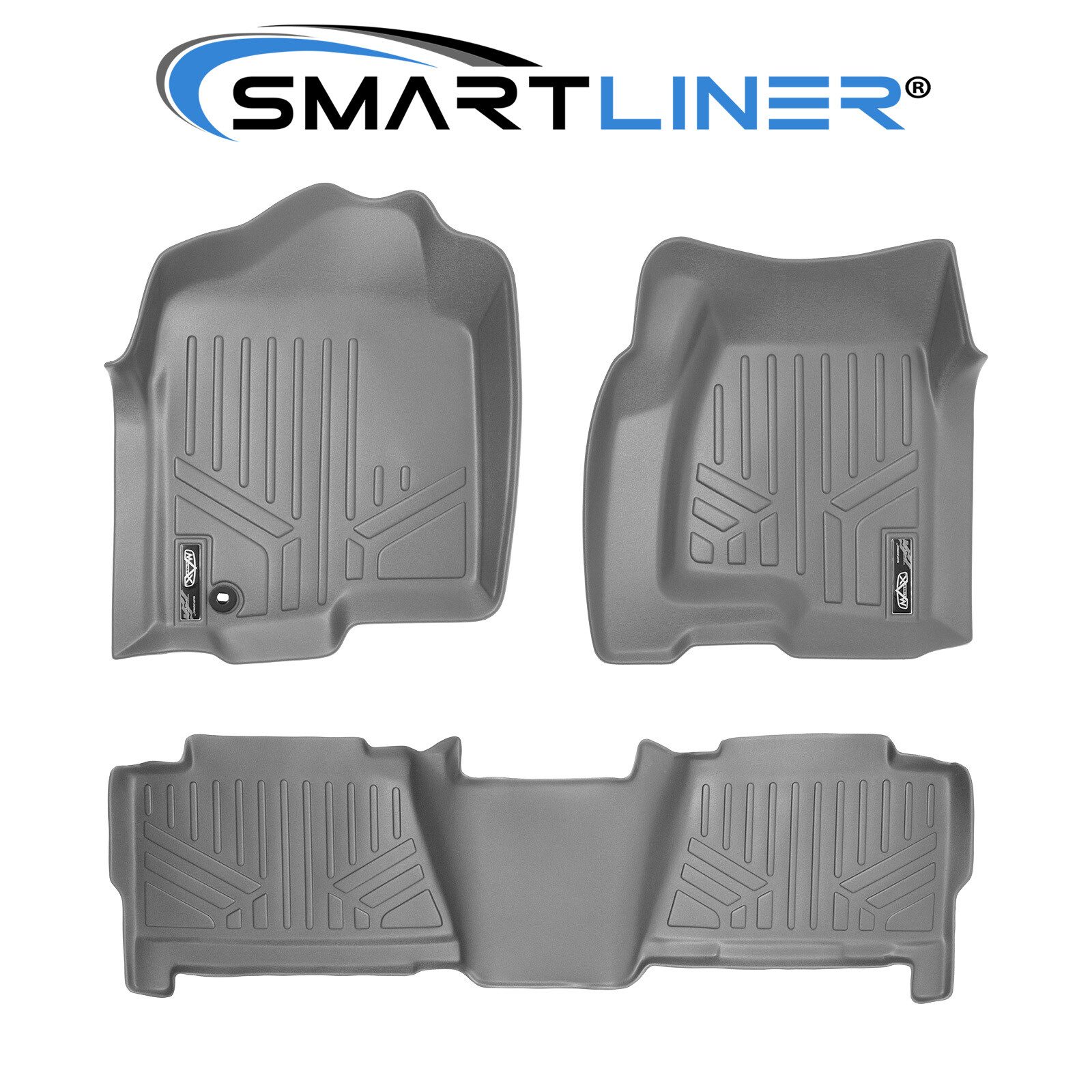 SMARTLINER Custom Fit Floor Mats Gray 2000-2007 Silverado Sierra SUV Crew Cab