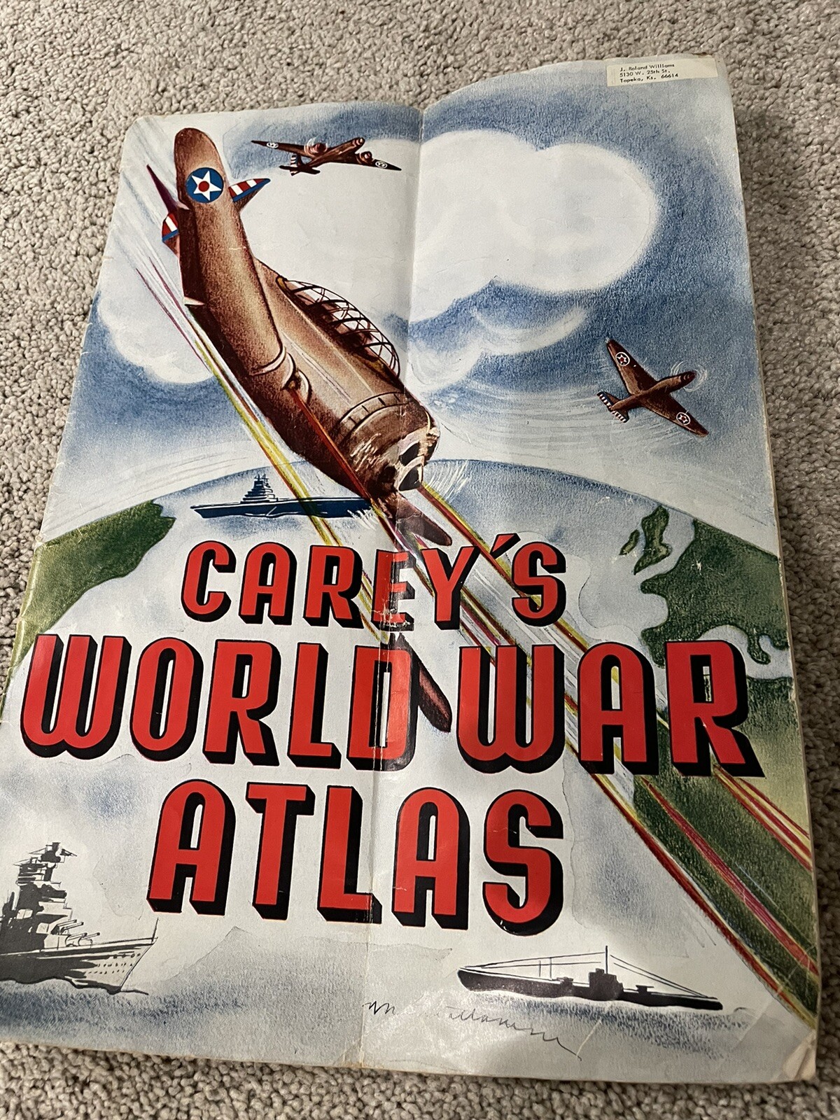 Vintage 1940's Carey's World War Atlas Book NL