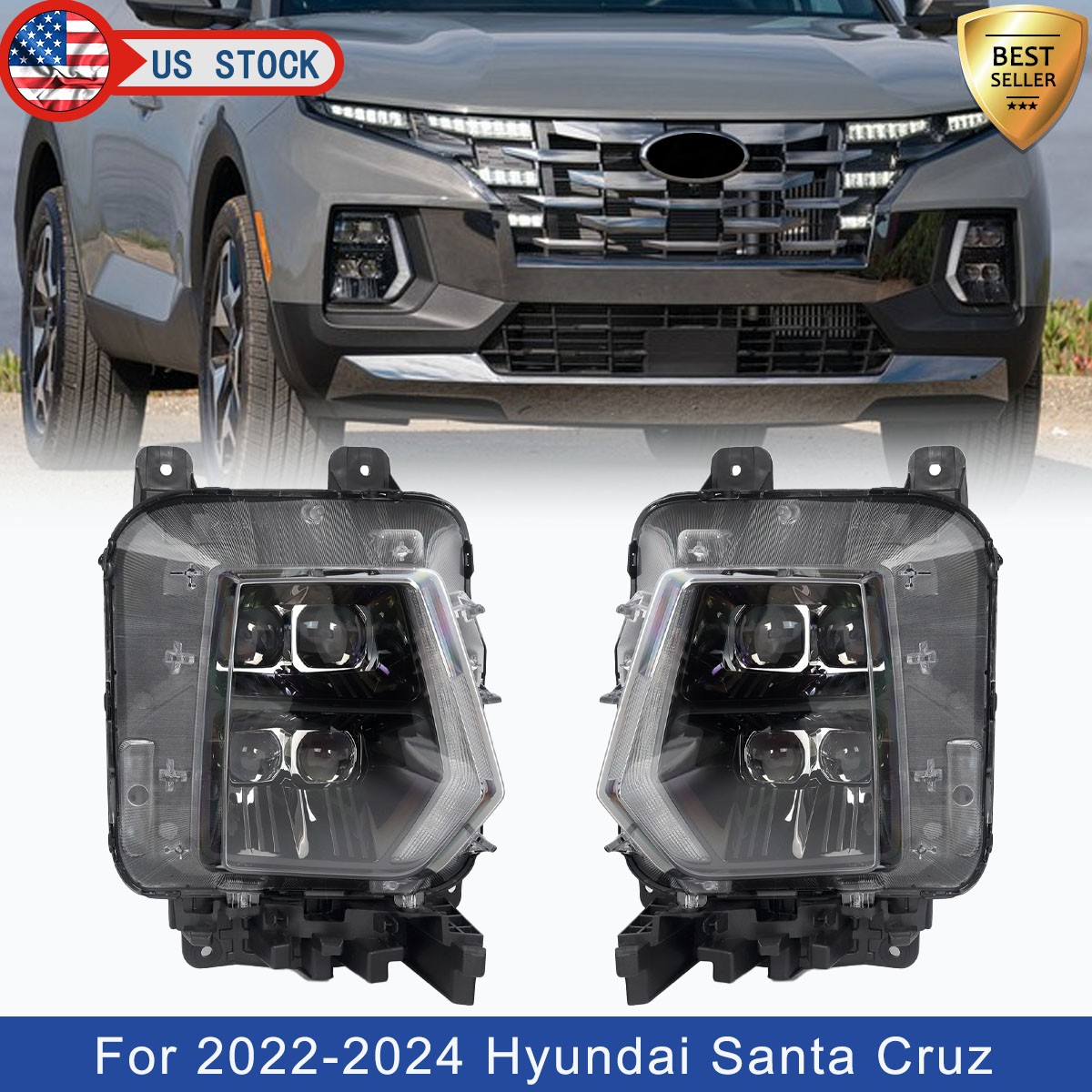 For 2022-2024 Hyundai Santa Cruz Full LED Headlight Headlamp Front Left Right