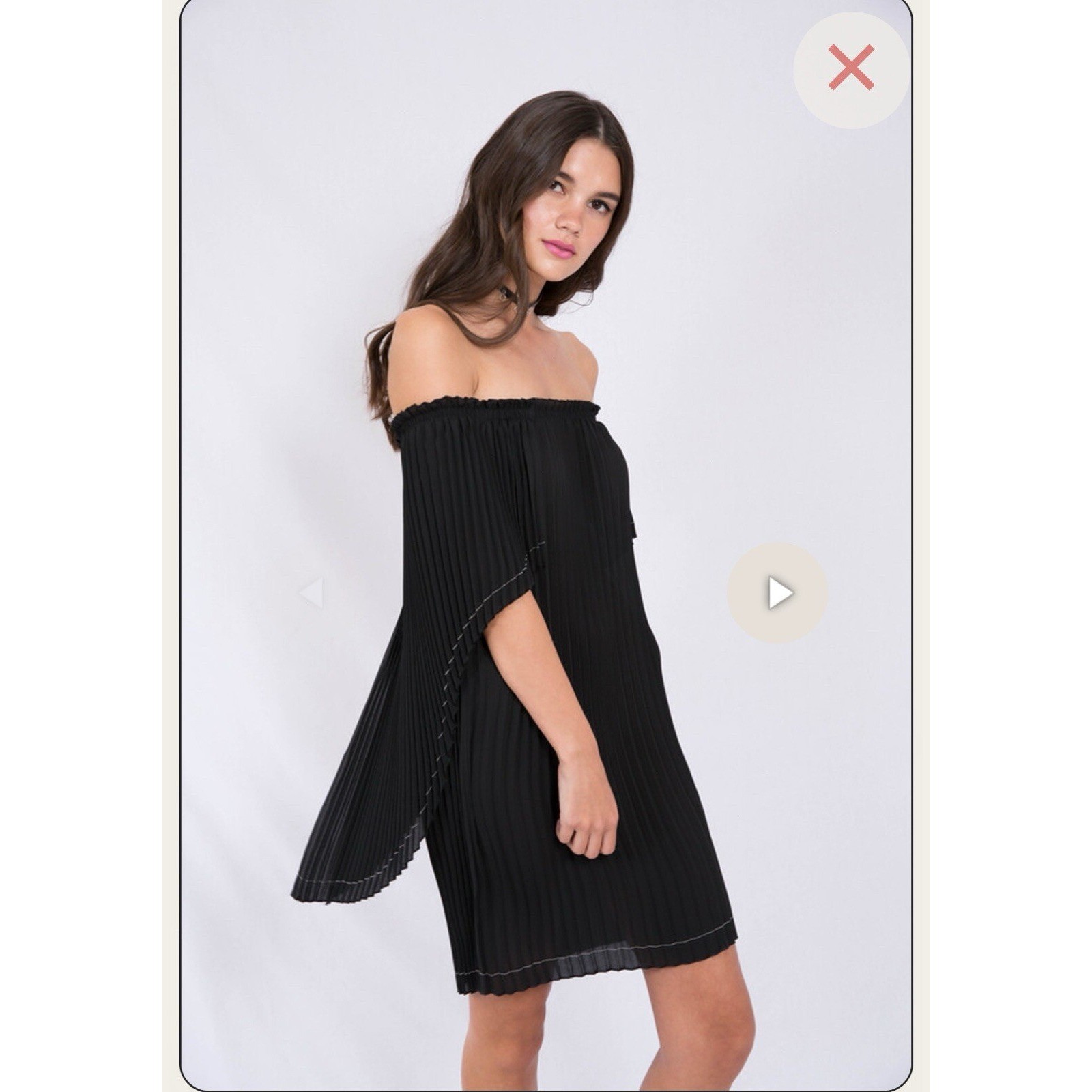 Delfi Collective Ava Off Shoulder Pleated Black Cocktail Cape Mini Dress XS NWT