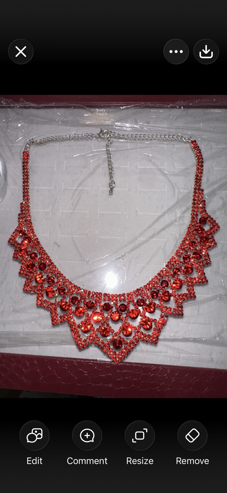 Vintage Red Rhinestone Statement Bib Necklace Costume Jewelry