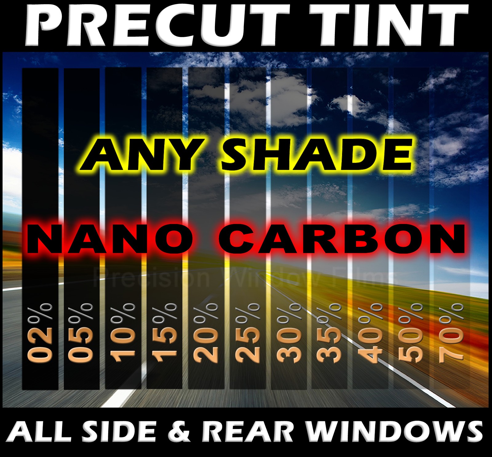 PreCut Window Film for Toyota Camry 4DR SEDAN 2007-2011 - Any Tint Shade