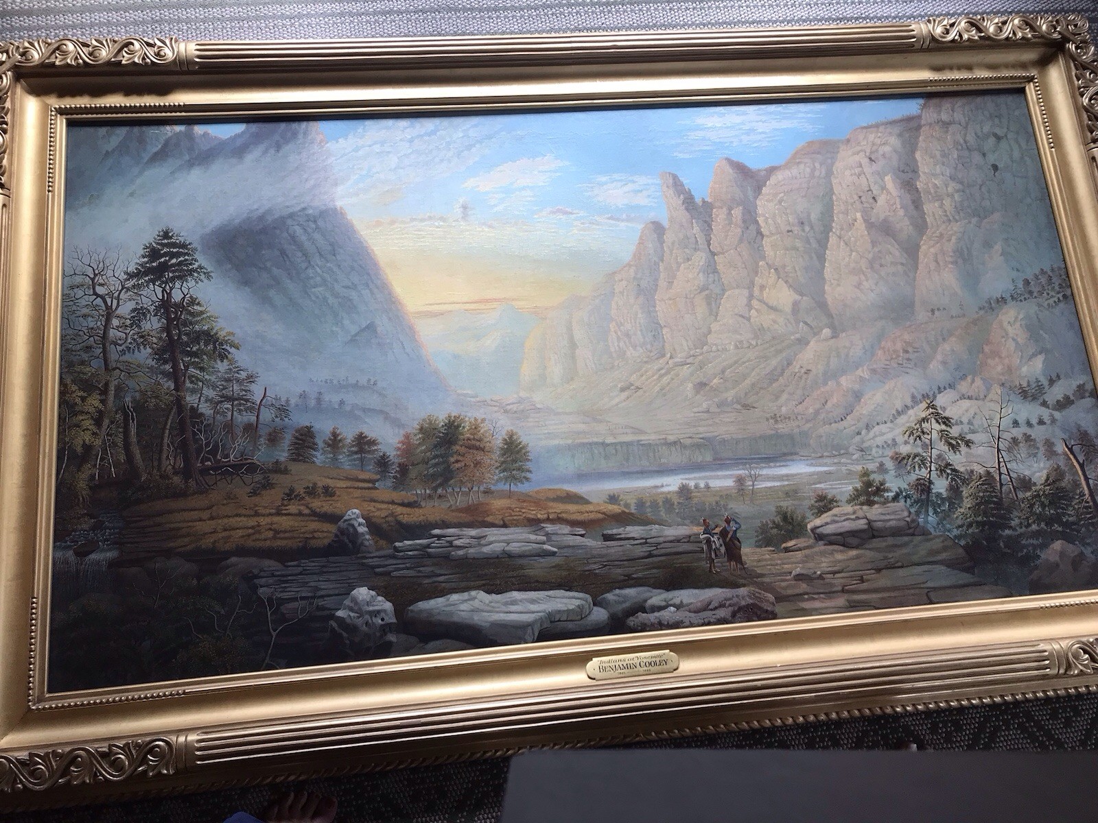 19th Century Antique Oil  On Board. Indians of the Yosemite