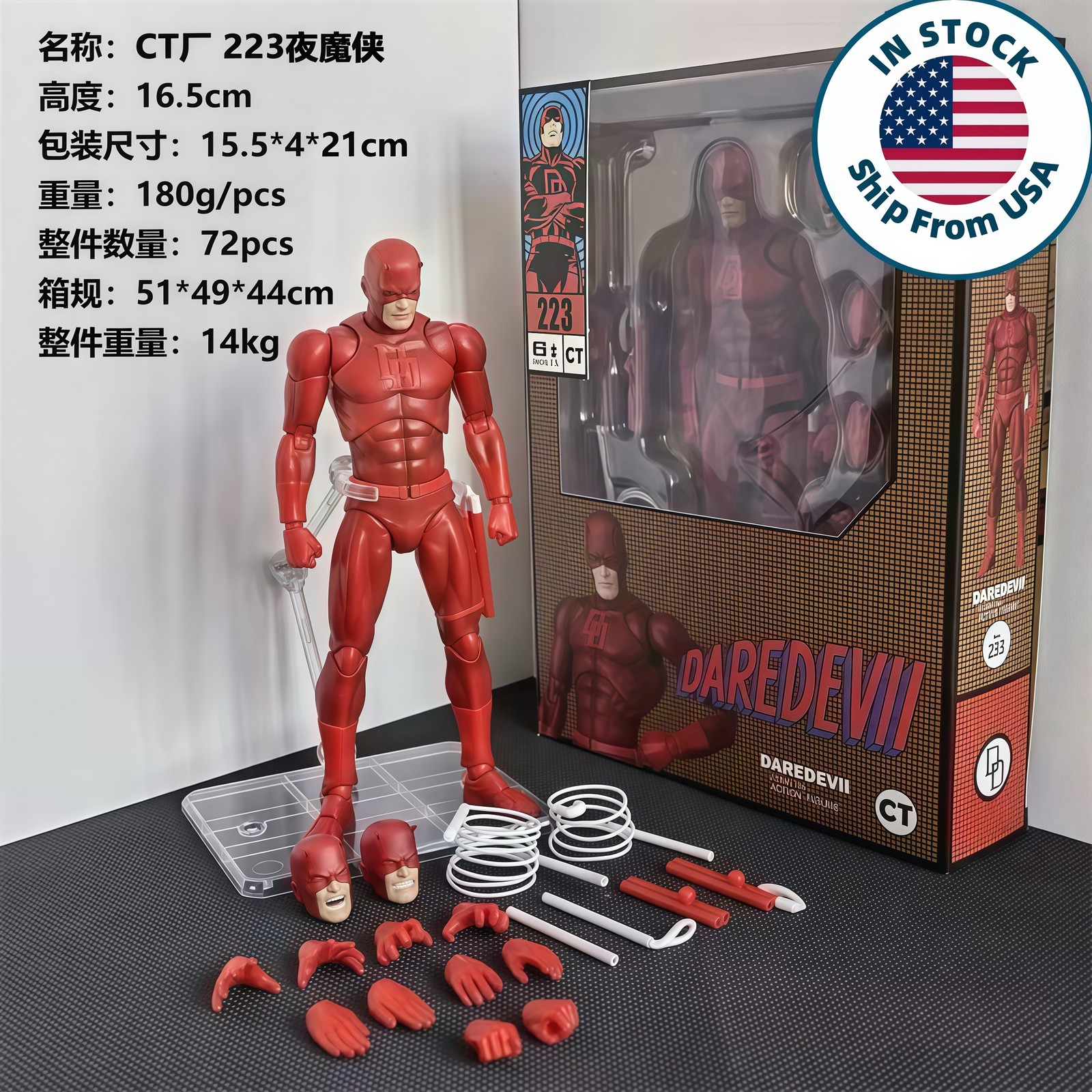 US STOCK CT Toys No.223 Daredevil Comic Ver. 6in Action Figure Boxed Xmas Gift US STOCK CT Toys No.223 Daredevil Comic Ver. 6in Action Figure Boxed Xmas Gift