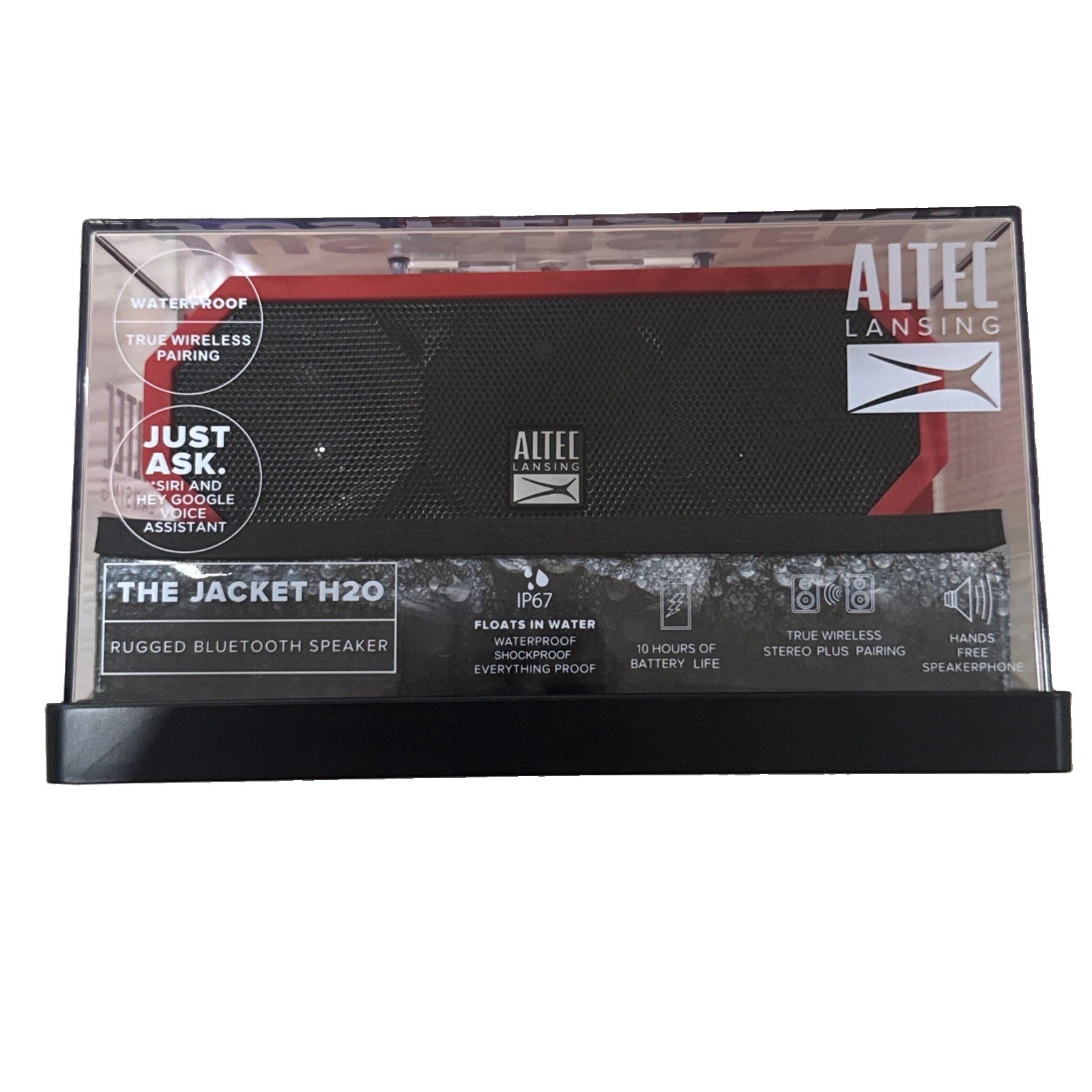 New ALTEC Lansing, The Jacket H20 3, Waterproof Rugged Bluetooth Speaker - Red