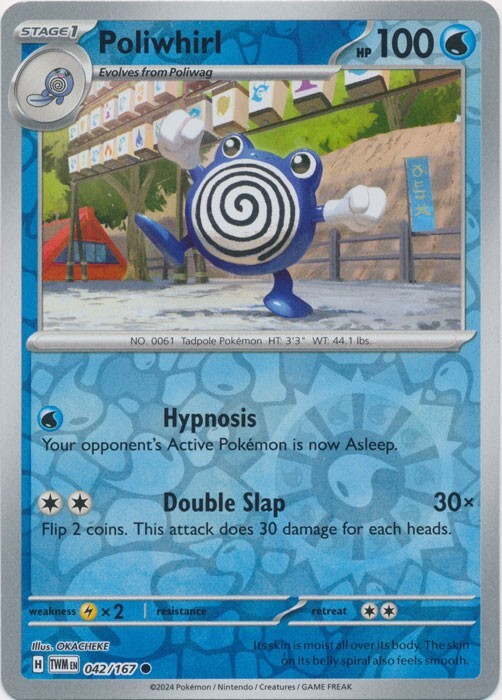 Reverse Holo Poliwhirl 042/167 Common Twilight Masquerade Pokemon TCG