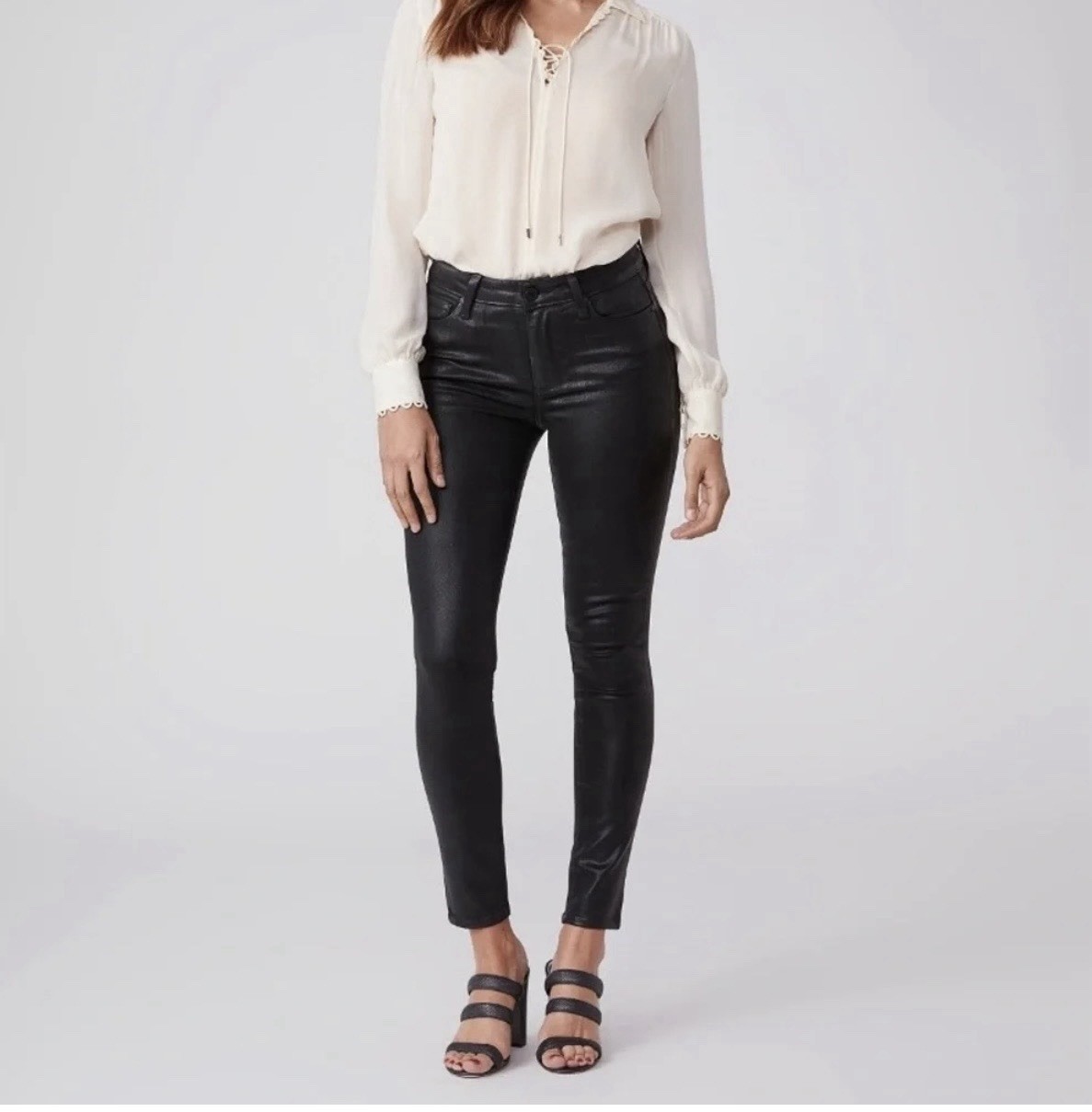 PAIGE Hoxton Ankle Pant Size 29 Black Fog Luxe Coating High Rise Skinny Jeans PAIGE Hoxton Ankle Pant Size 29 Black Fog Luxe Coating High Rise Skinny Jeans