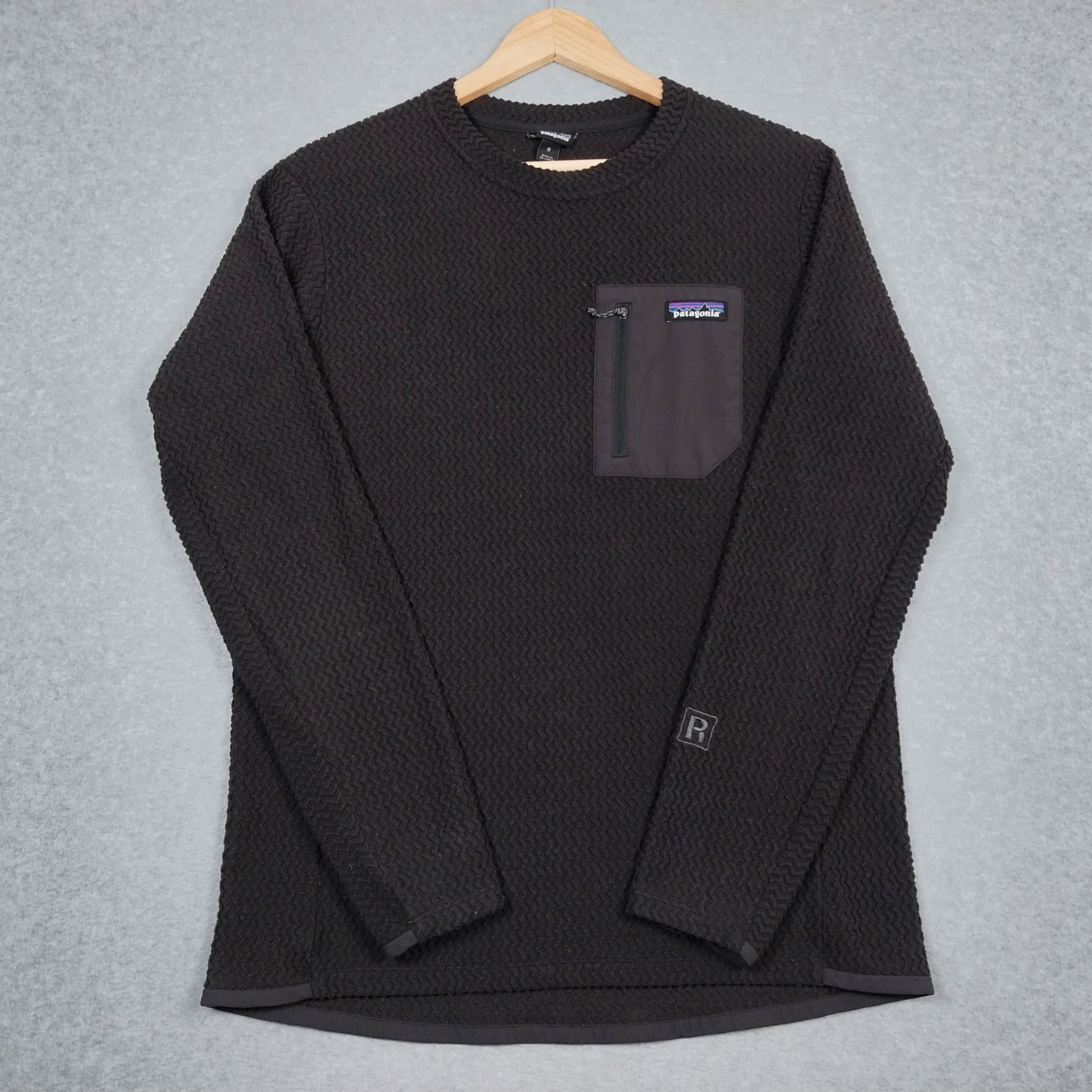 Patagonia R1 Air Mens Medium Black Crew Fleece Pullover Hiking Climbing Patagonia R1 Air Mens Medium Black Crew Fleece Pullover Hiking Climbing