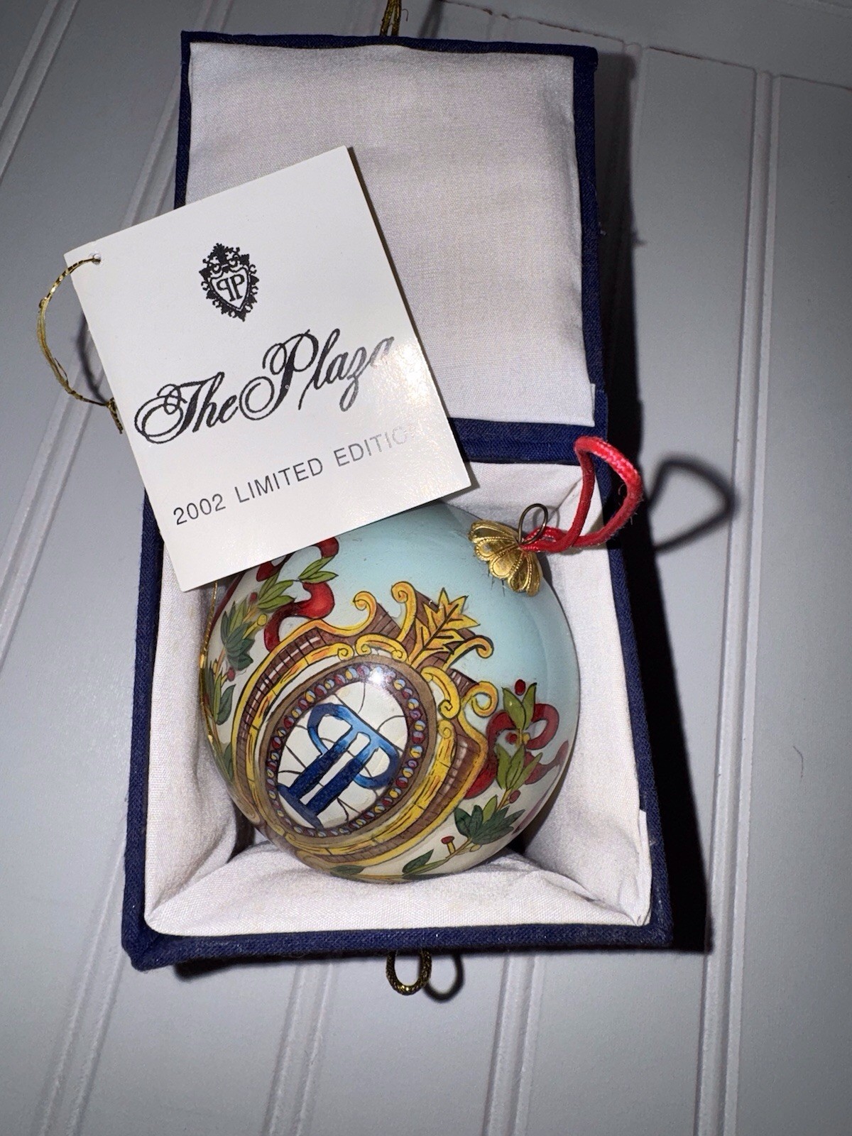 RARE NYC Plaza Hotel Hand Blown Hand Painted from Inside 2002 Christmas Ornament