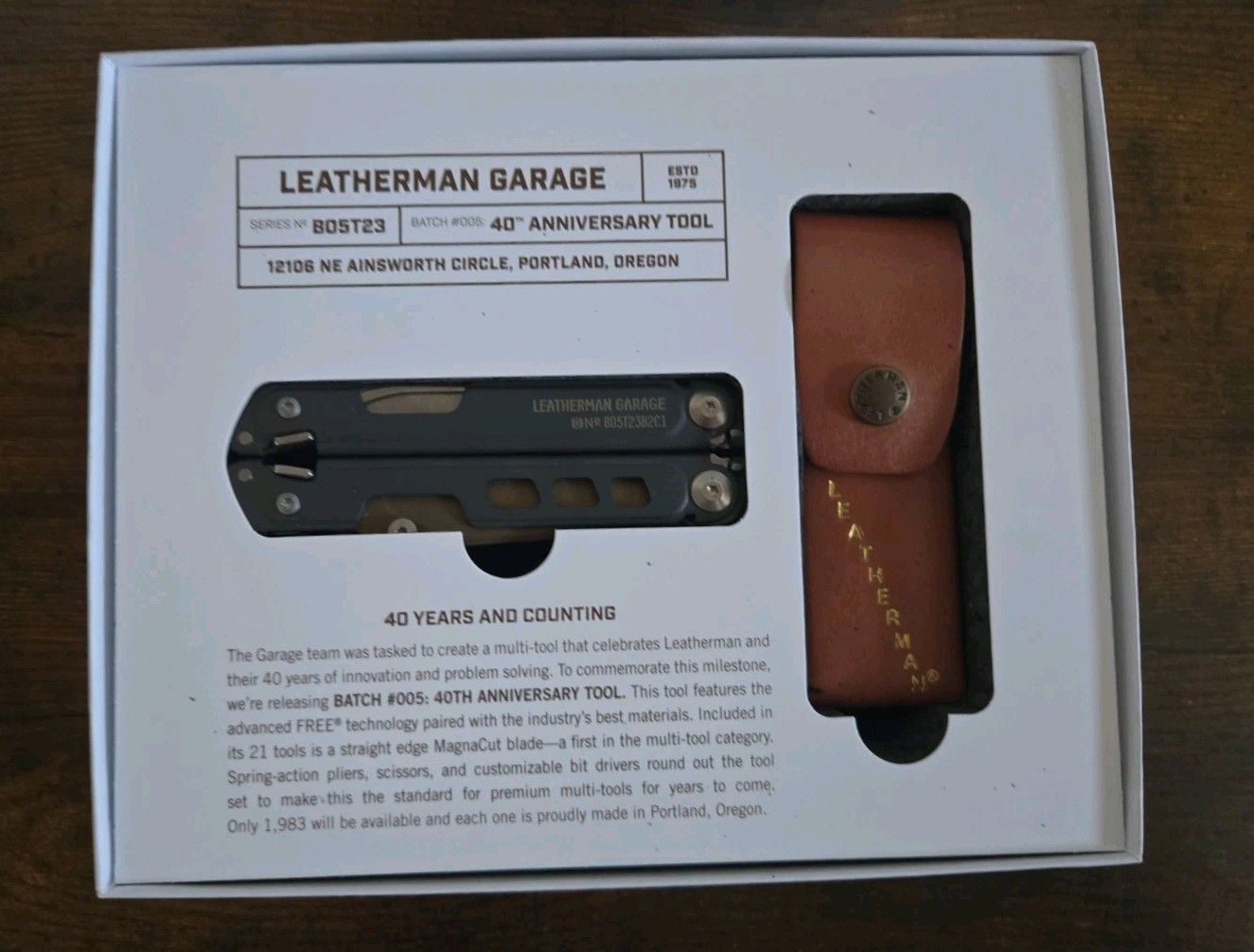 Gray Leatherman Garage Batch #005 40th Anniversary Tool - Brand New 