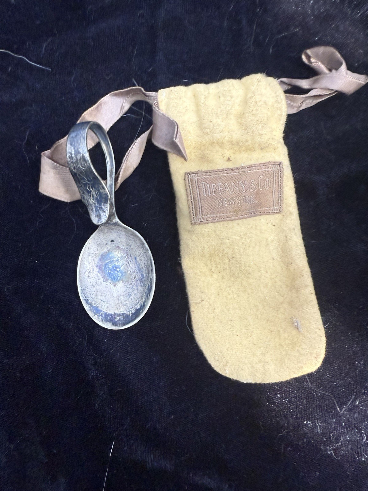 Antique Tiffany & Co Sterling Silver Baby Spoon w/ Original Bag