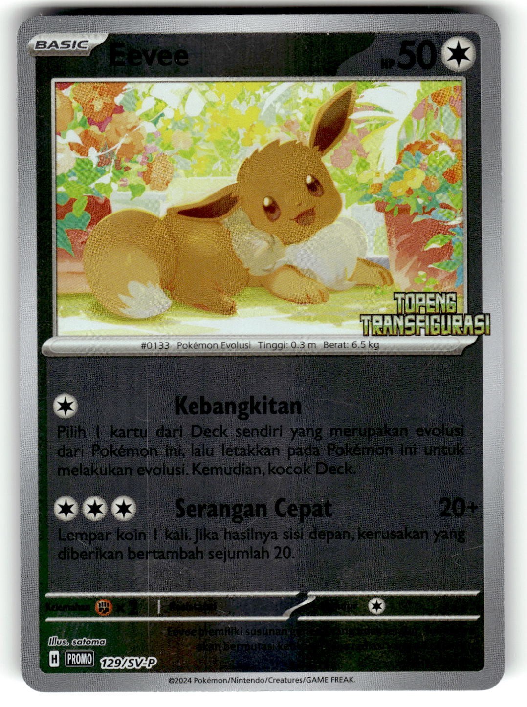 2024 Pokemon Indonesian Topeng Transfiguras 129/SV-P Eevee Reverse Foil